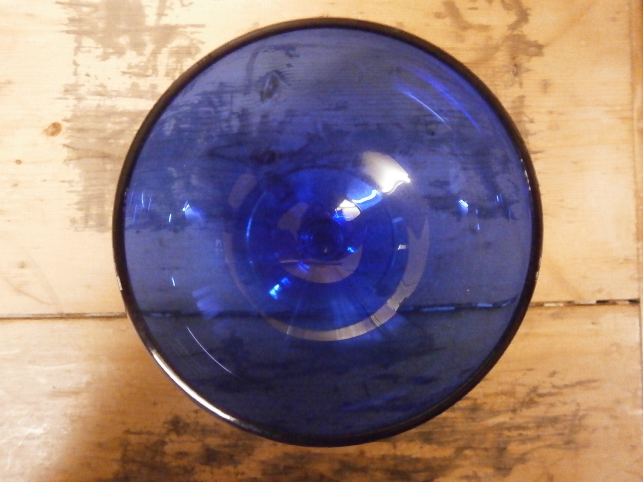 Retro Blue Glass Brandy Glass Vase