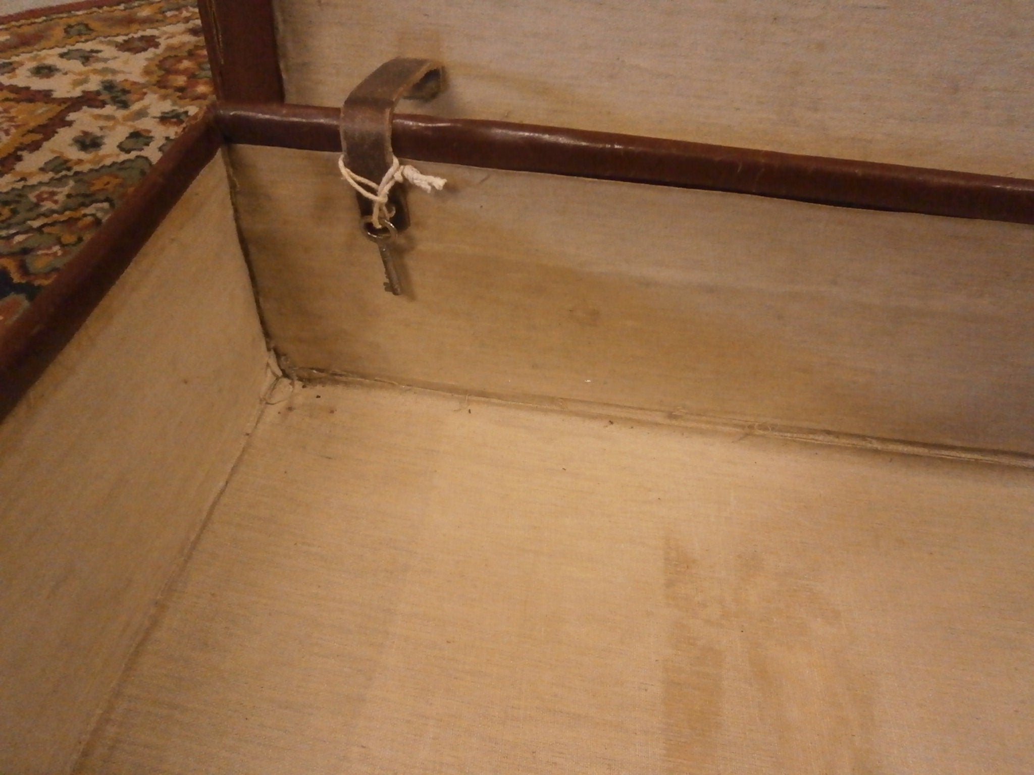 Vintage Tan Leather Suitcase with Original Key