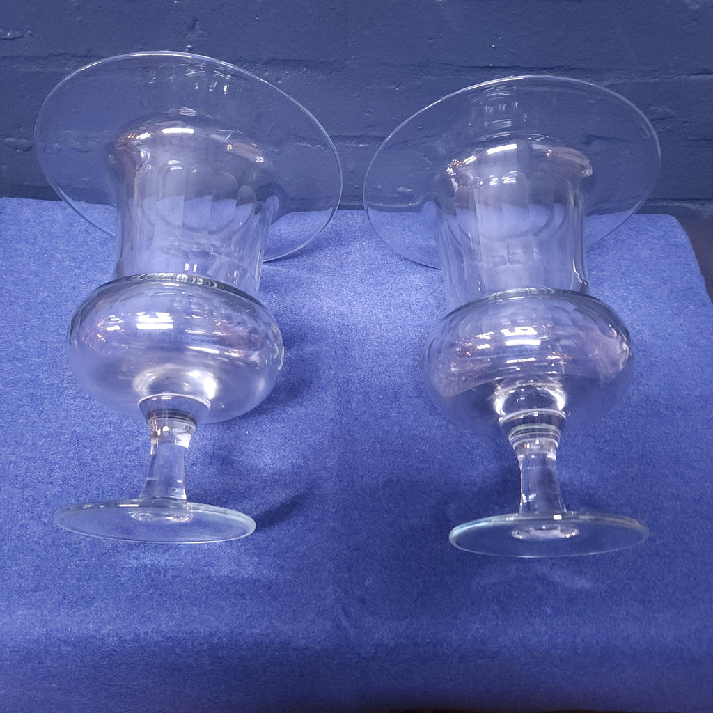 Large Pair 19thC Pedestal Glass Vases
