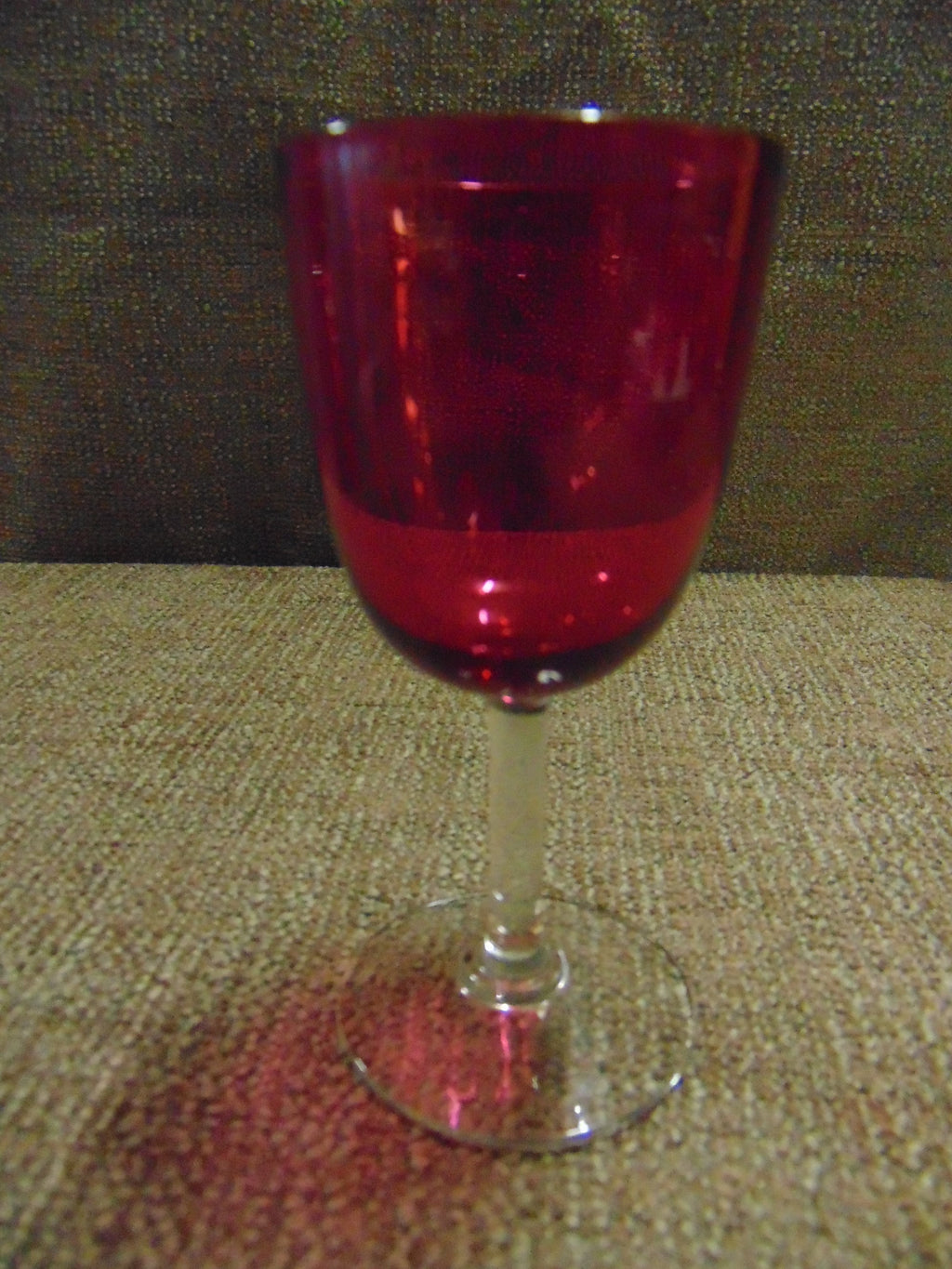 Cranberry Glass Decanter with 6 Glasses