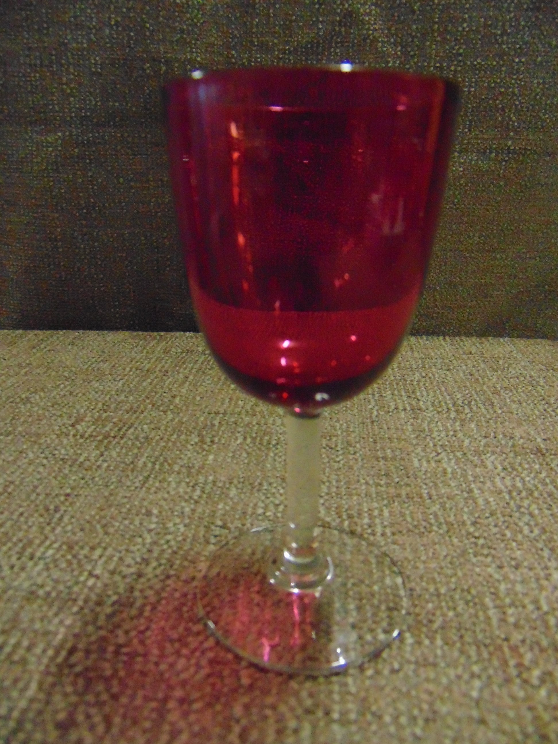 Cranberry Glass Decanter with 6 Glasses