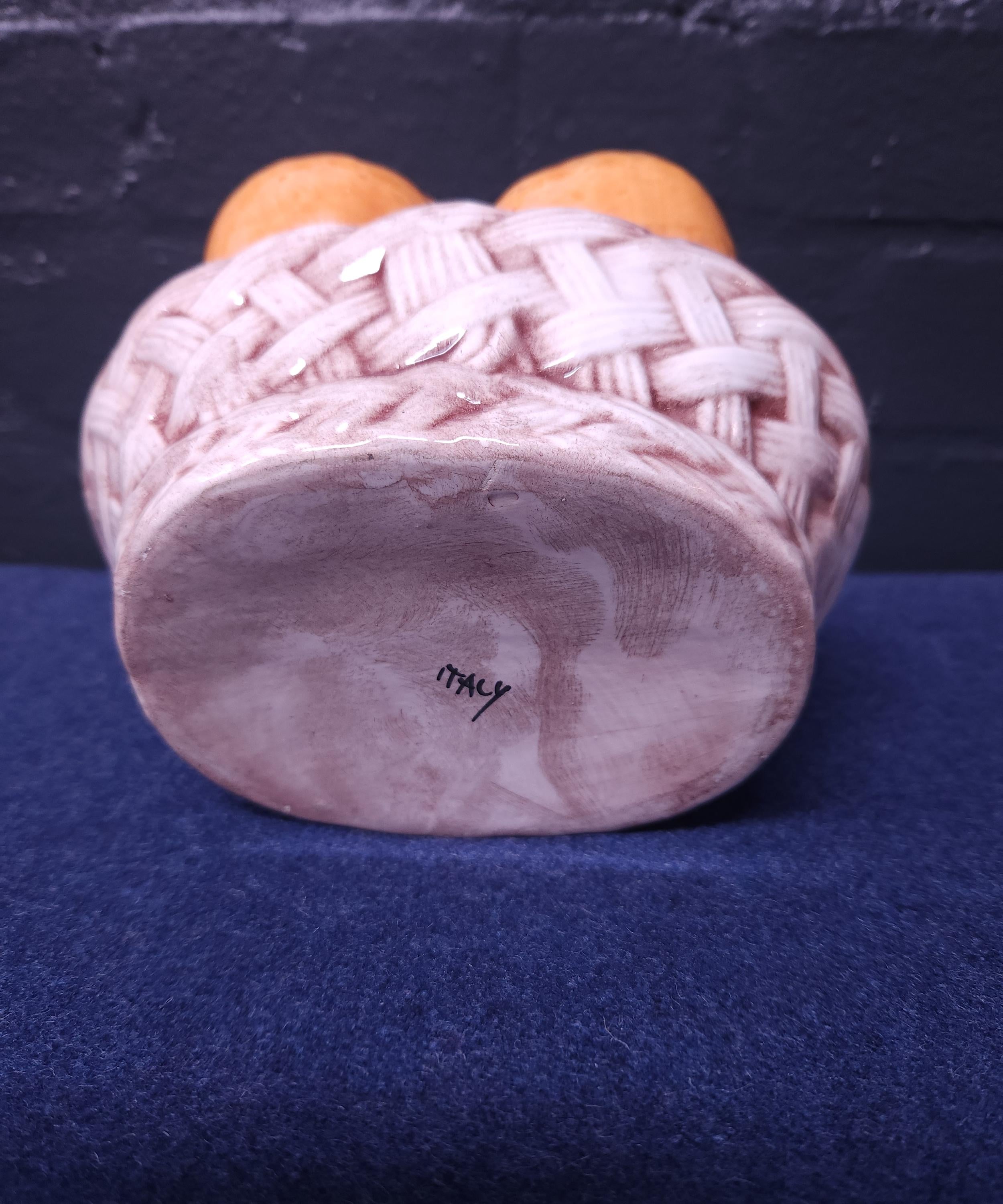 Italian Ceramic Oranges in a Basket