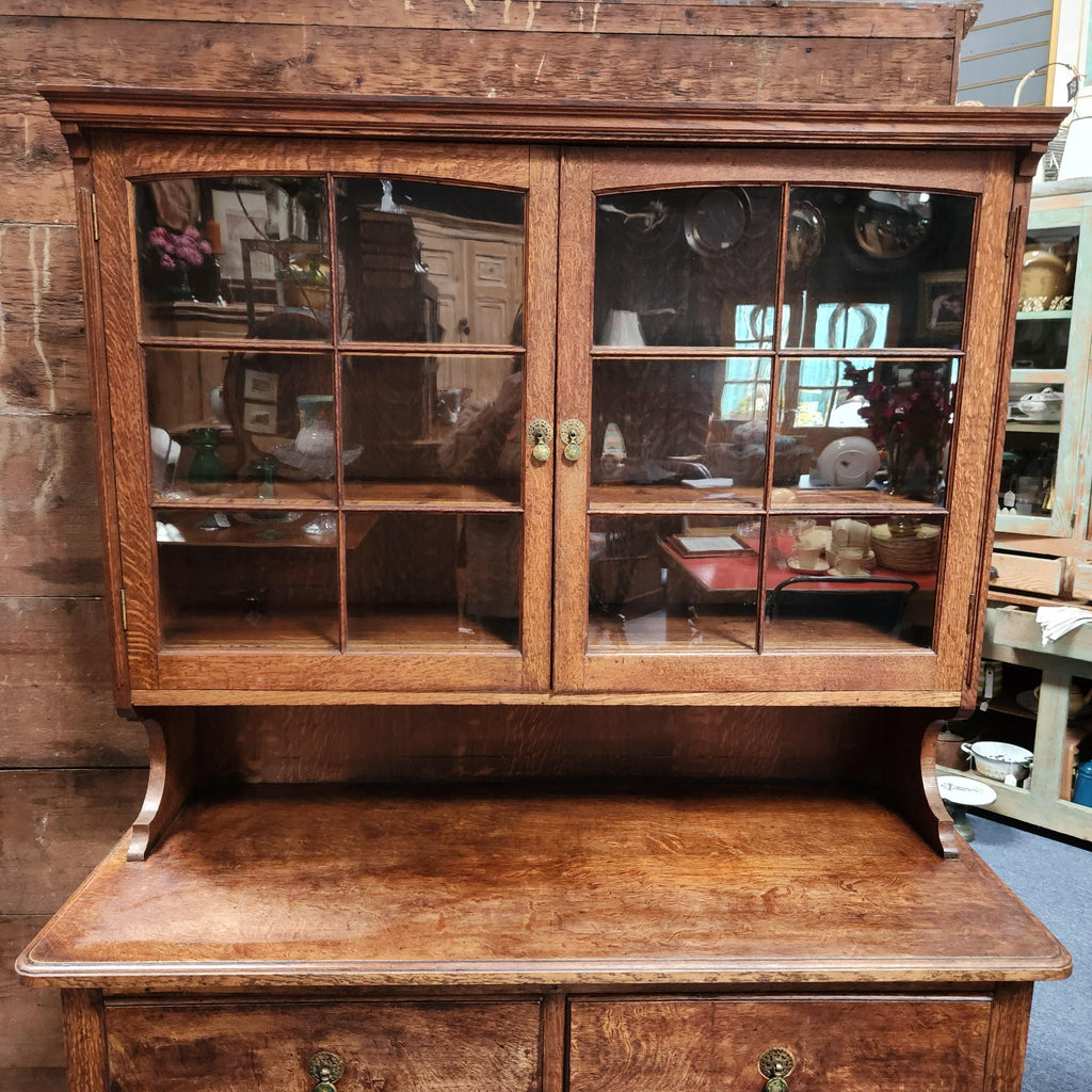 Late 19th/Early 20thC Half Glazed Oak Dresser