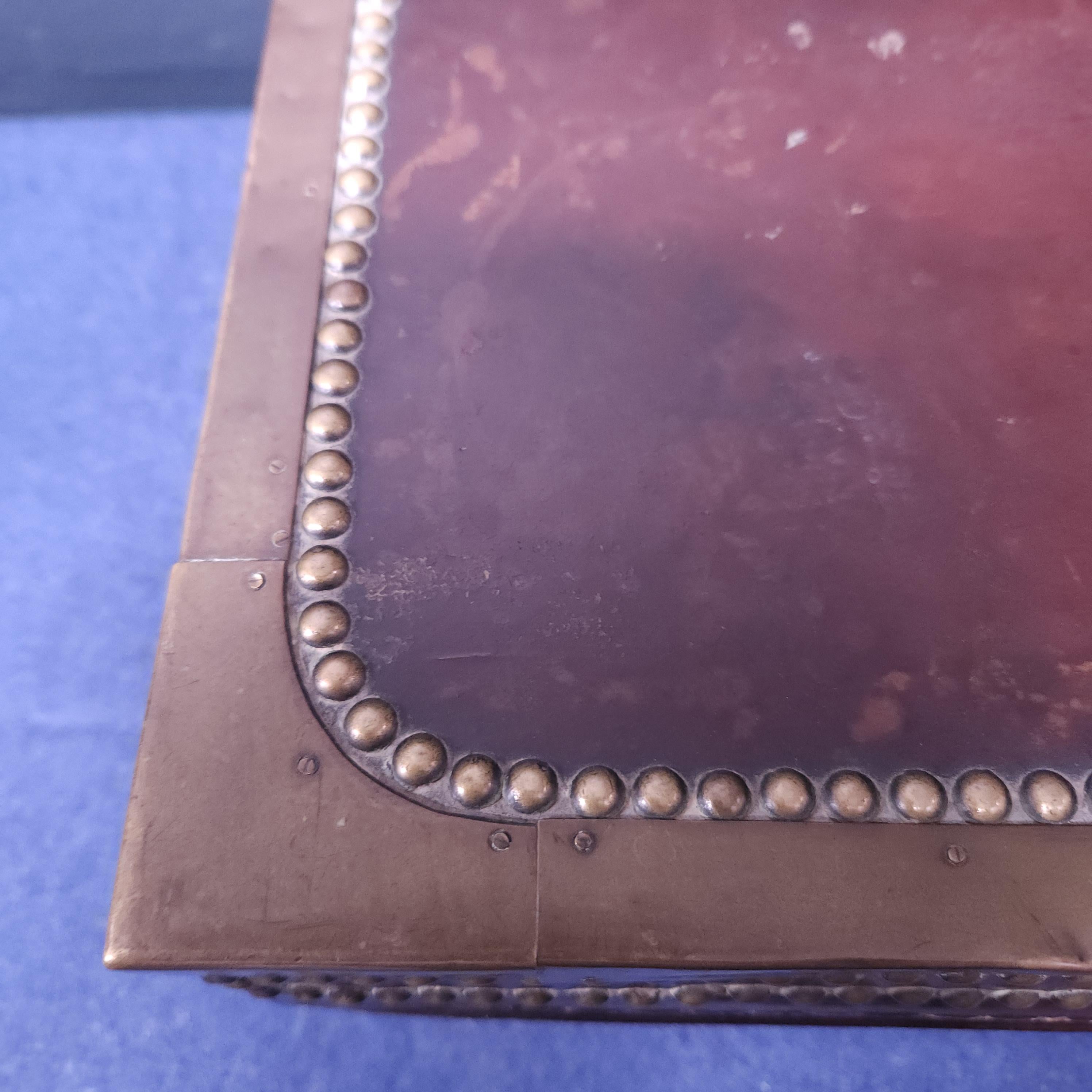 19th Century Style Leather and Brass Studded Chest