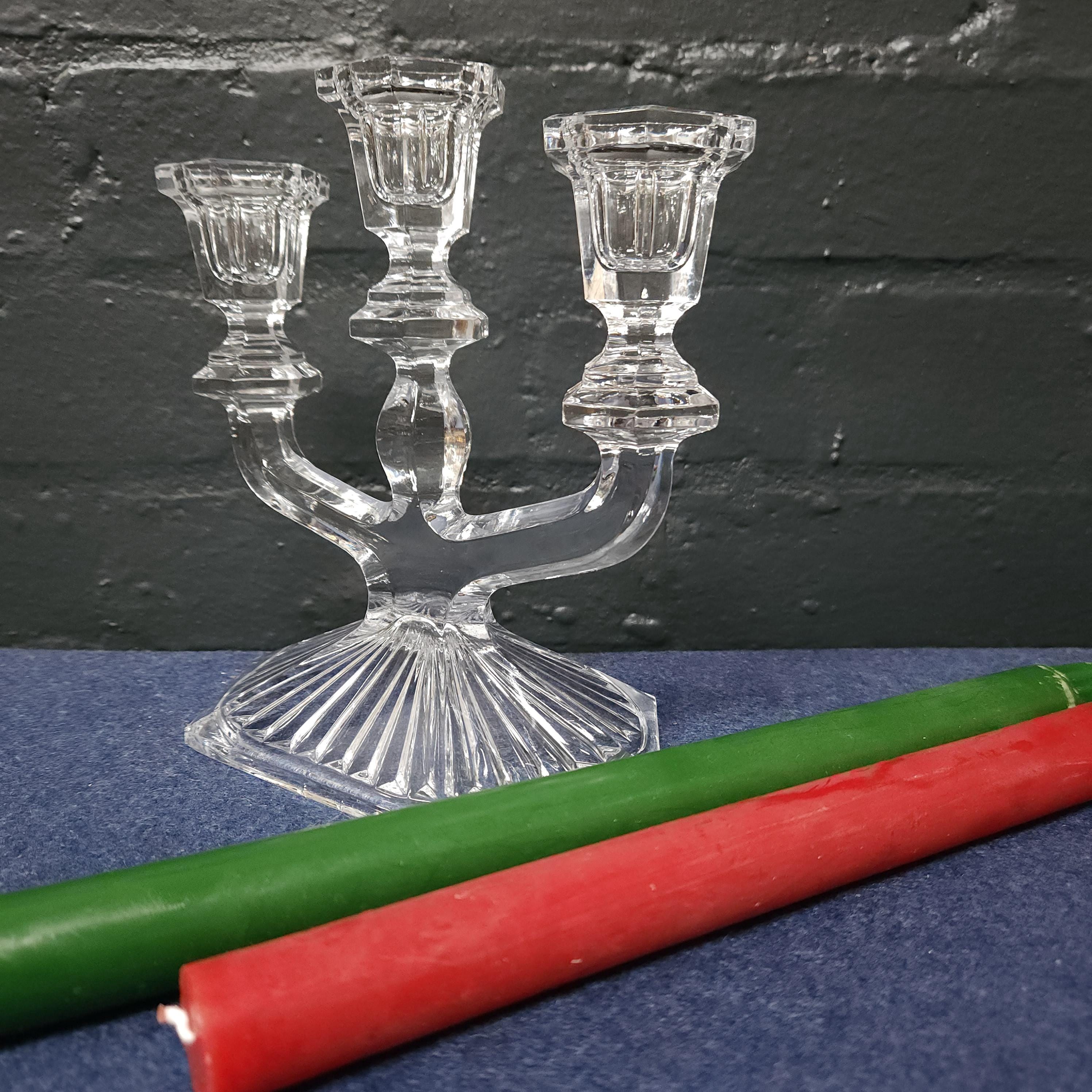 Continental Glass Three Arm Candelabra