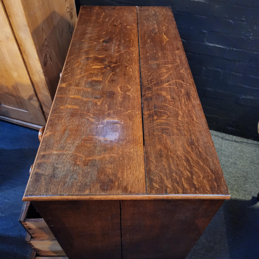 Late 19thC/early 20thC 2 over 3 Oak Chest of Drawers