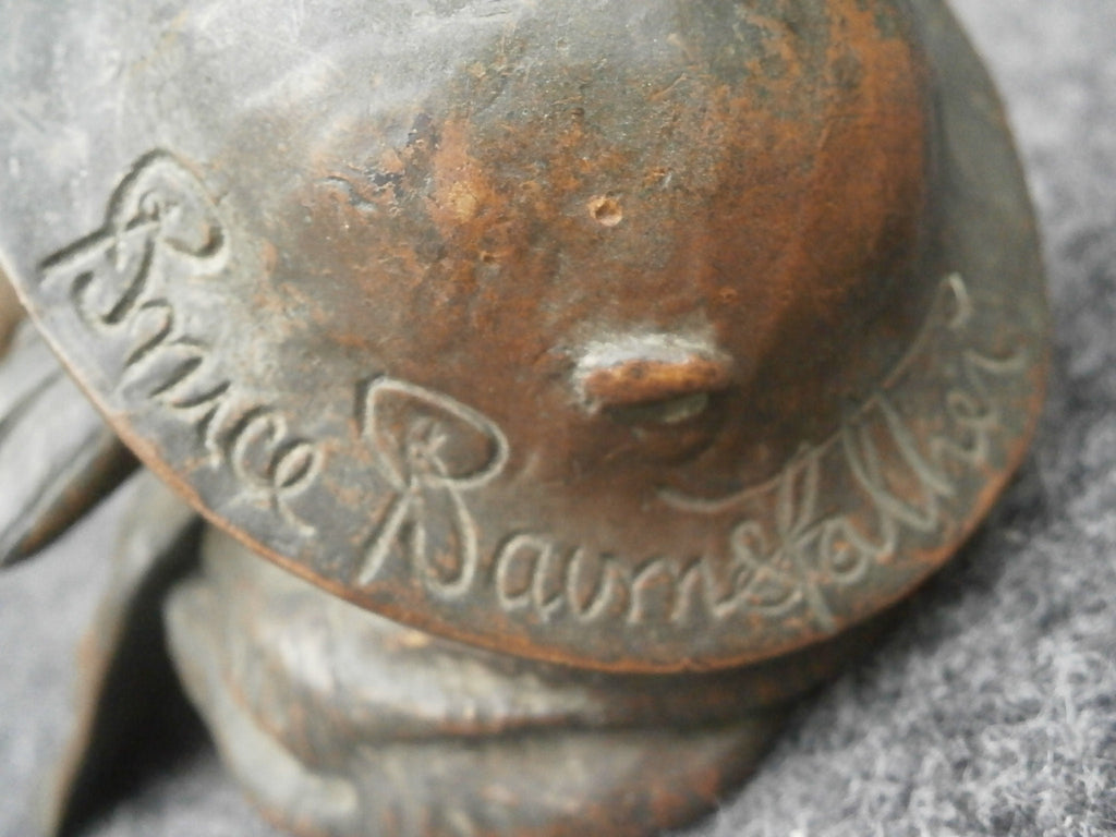 Antique Patinated Bronze Old Bill Car Mascot - Bruce Bairnsfather