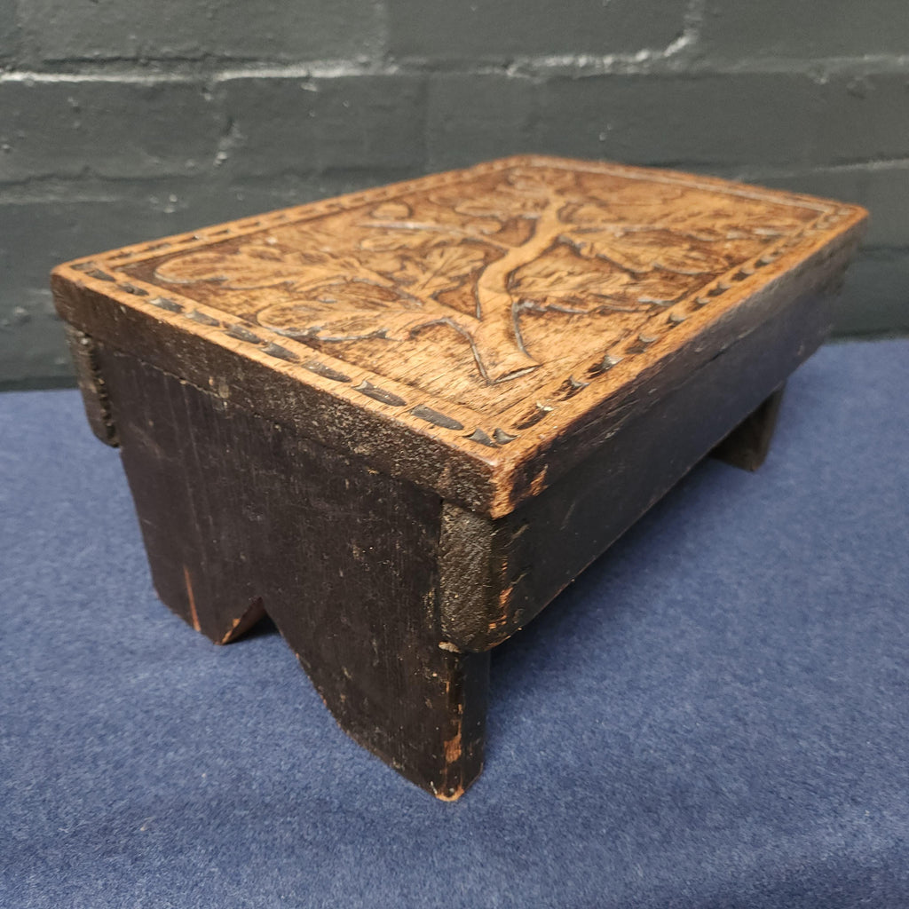 Rustic Carved Foot Stool