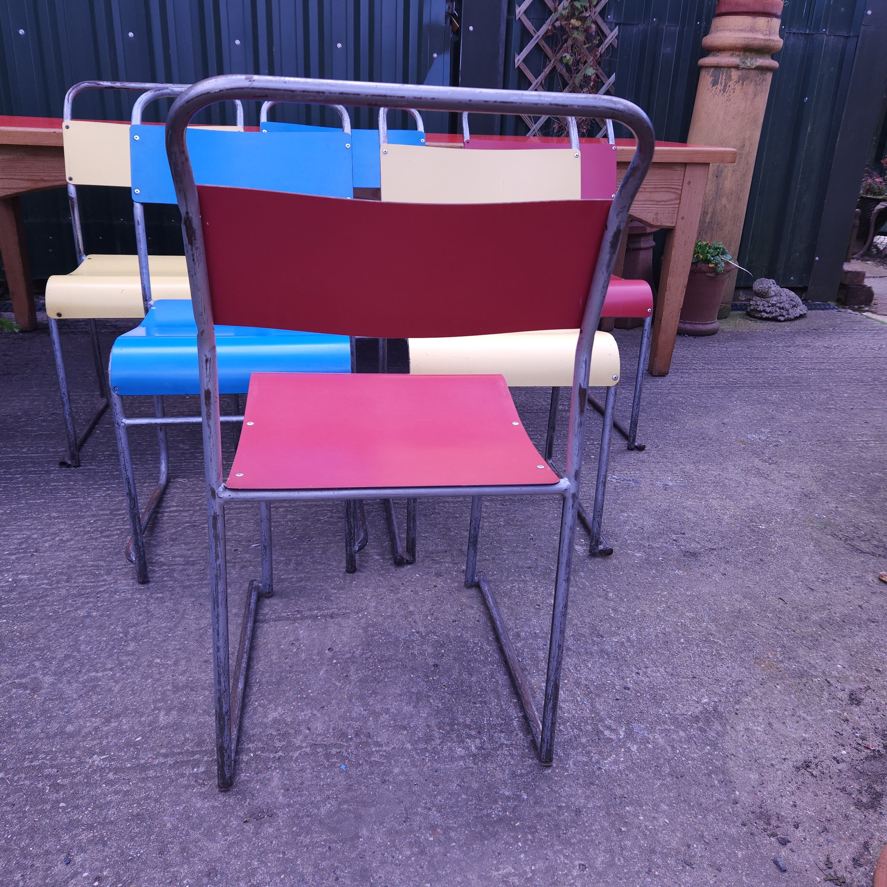 Set of 6 Mid-Century Stacking Chairs