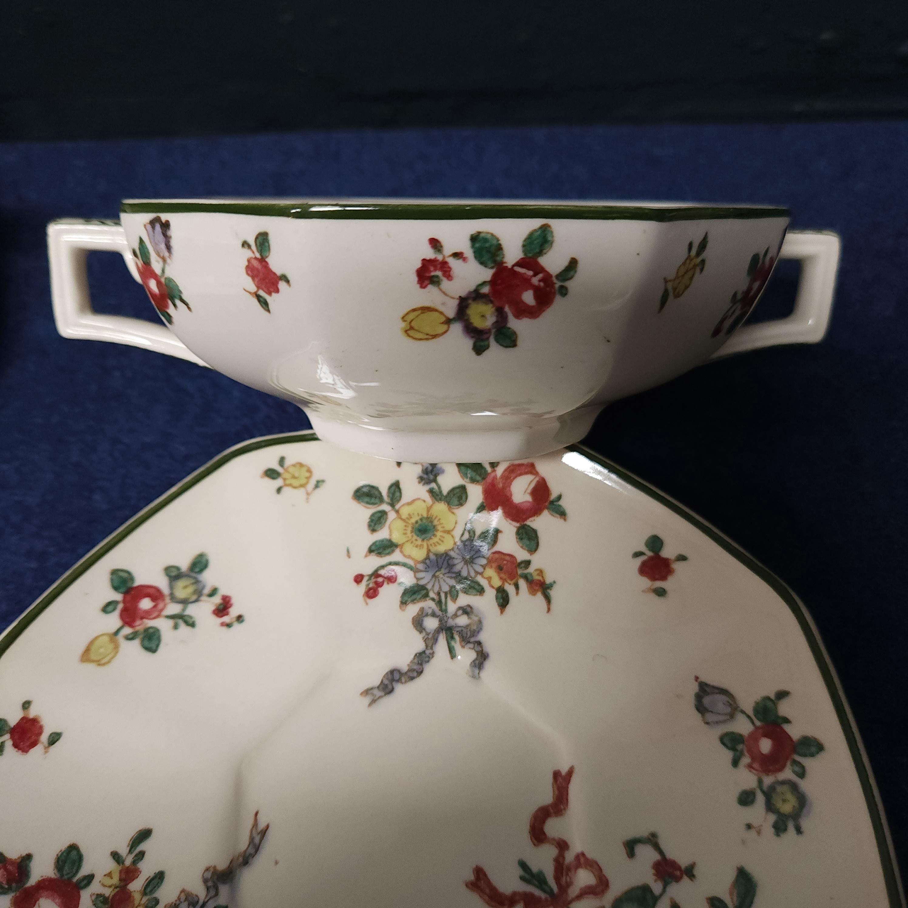 Roual Doulton Old Leeds Spray Soup Coupe and Saucer