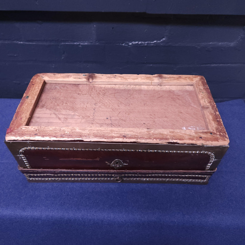 19th Century Style Leather and Brass Studded Chest