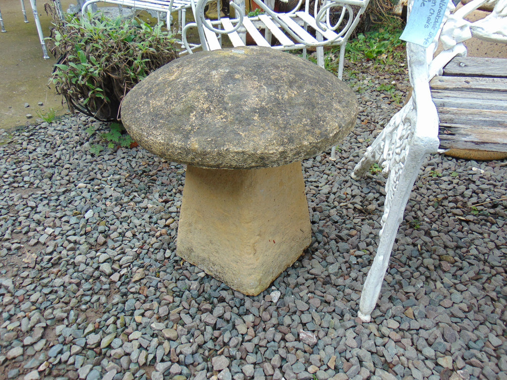 Weathered Reconstituted Stone, Staddle Stone, Mushroom Water Feature Fountain