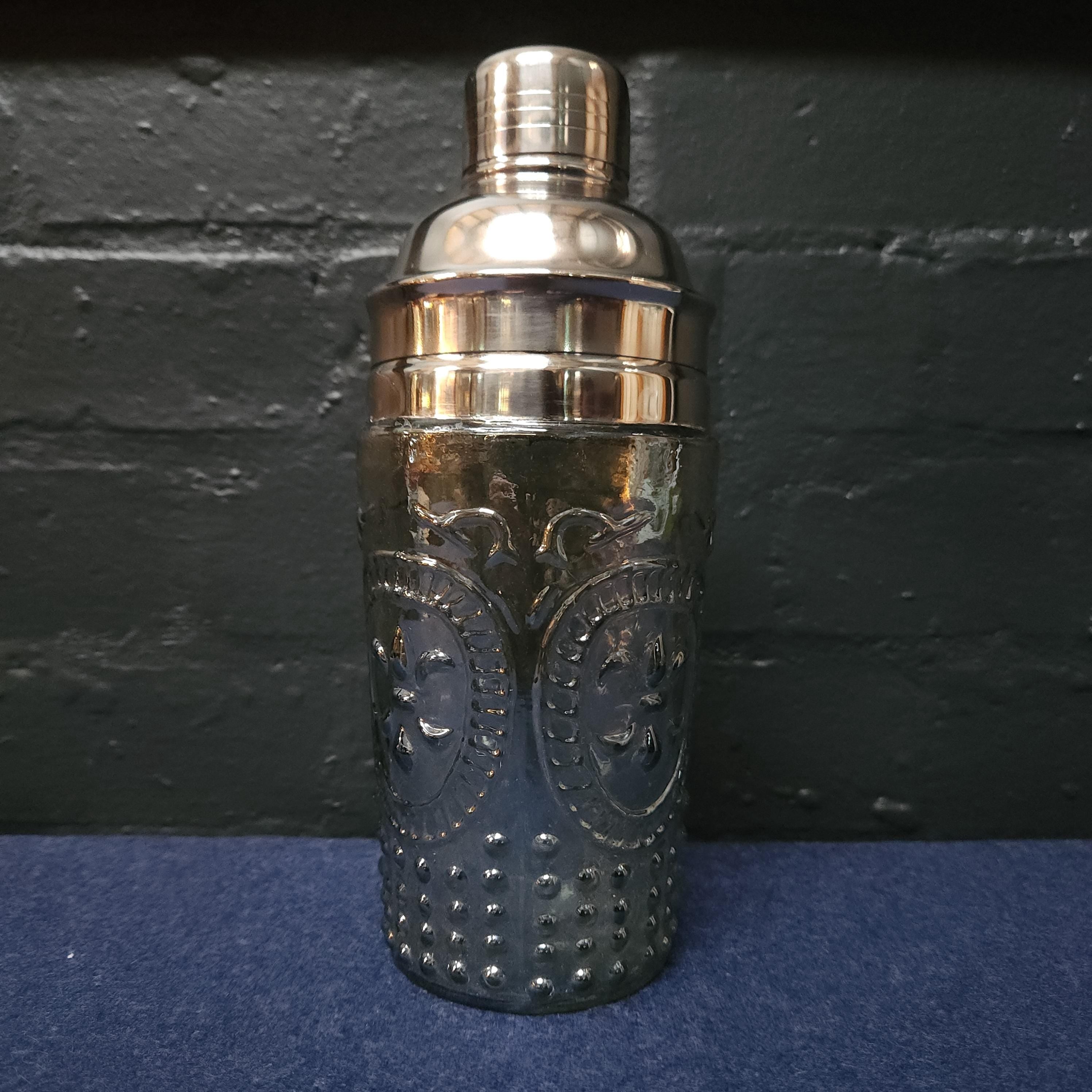 Vintage Silvered Glass & White Metal Cocktail Mixer