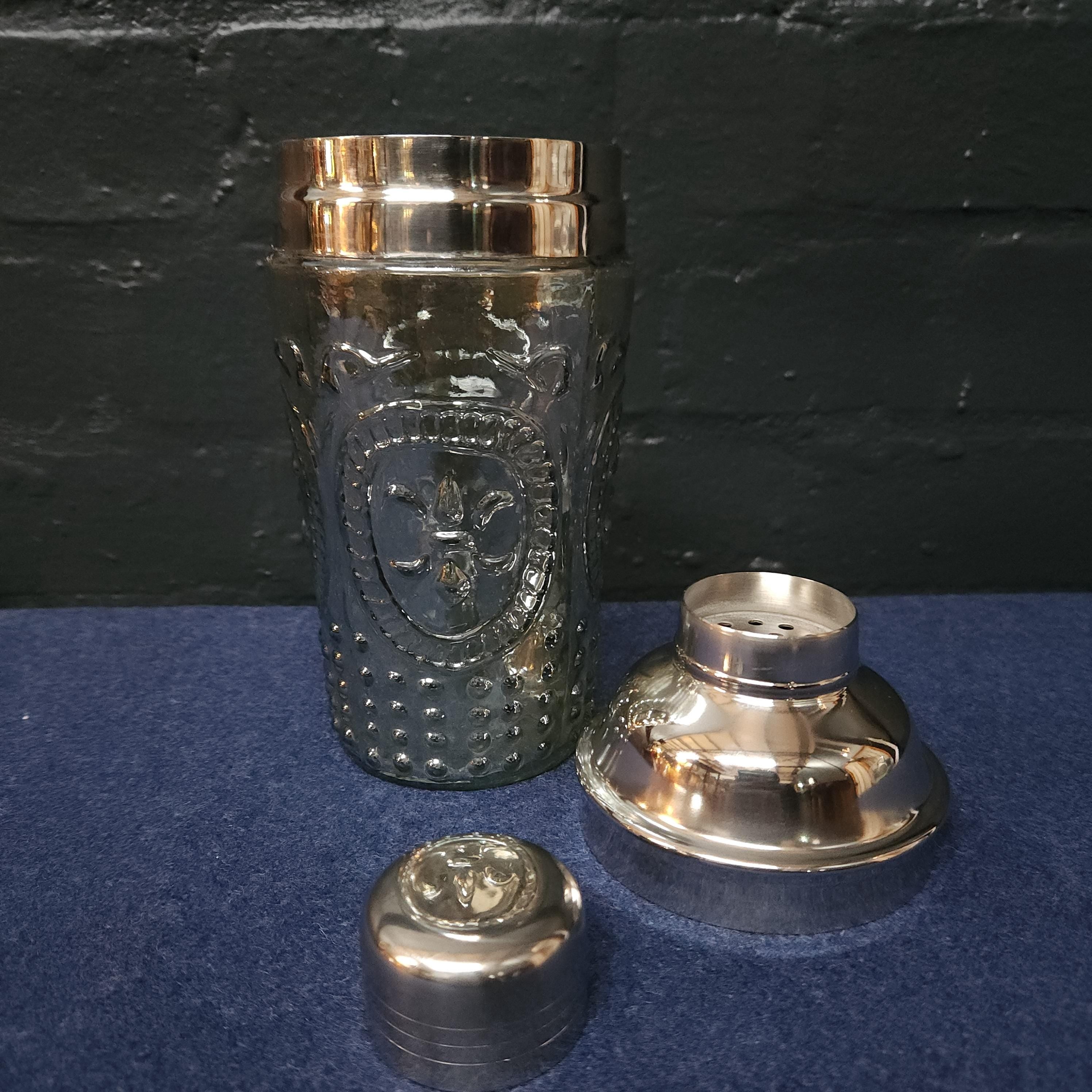 Vintage Silvered Glass & White Metal Cocktail Mixer