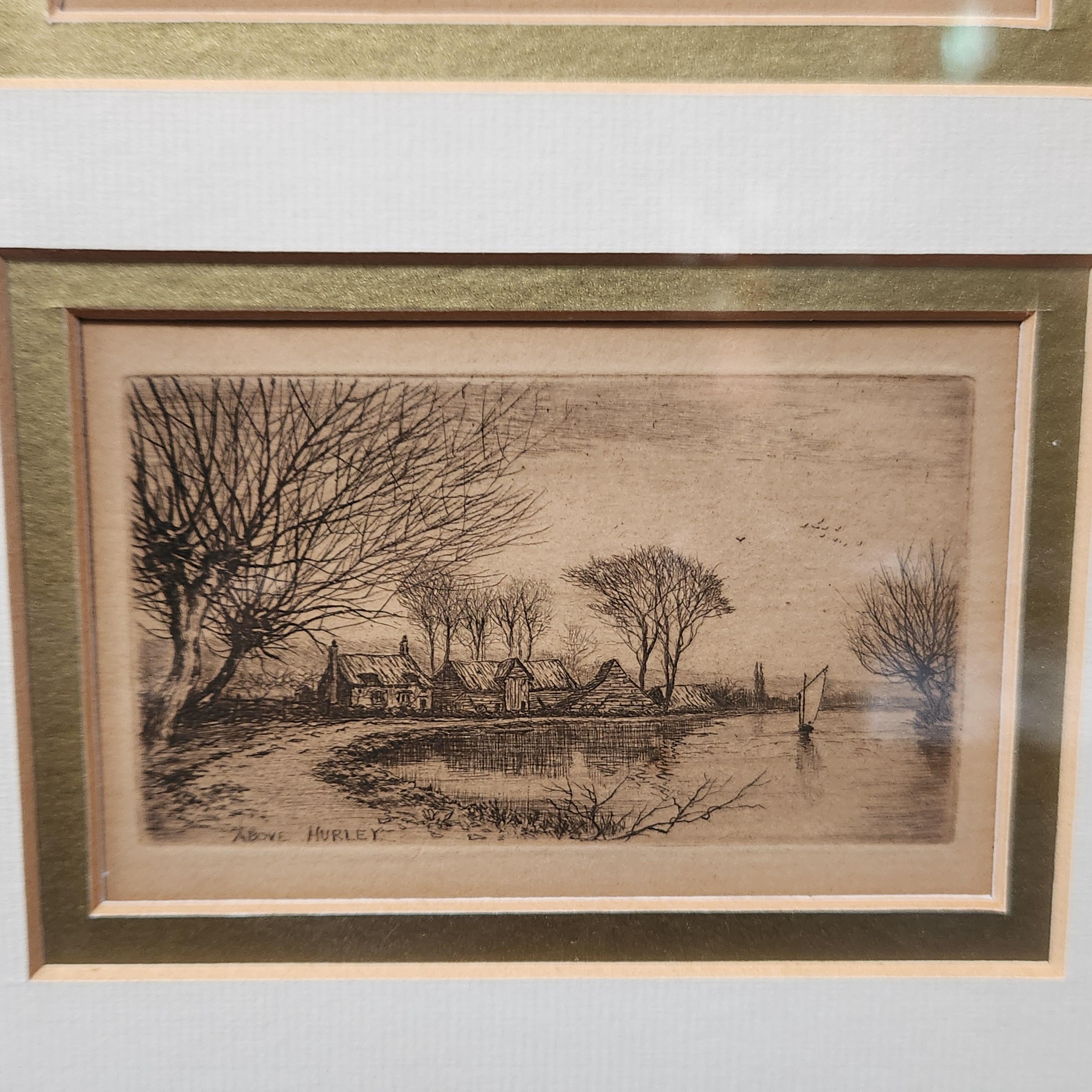 Framed set of 6 etchings of the River Thames. Possibly Wildred Ball