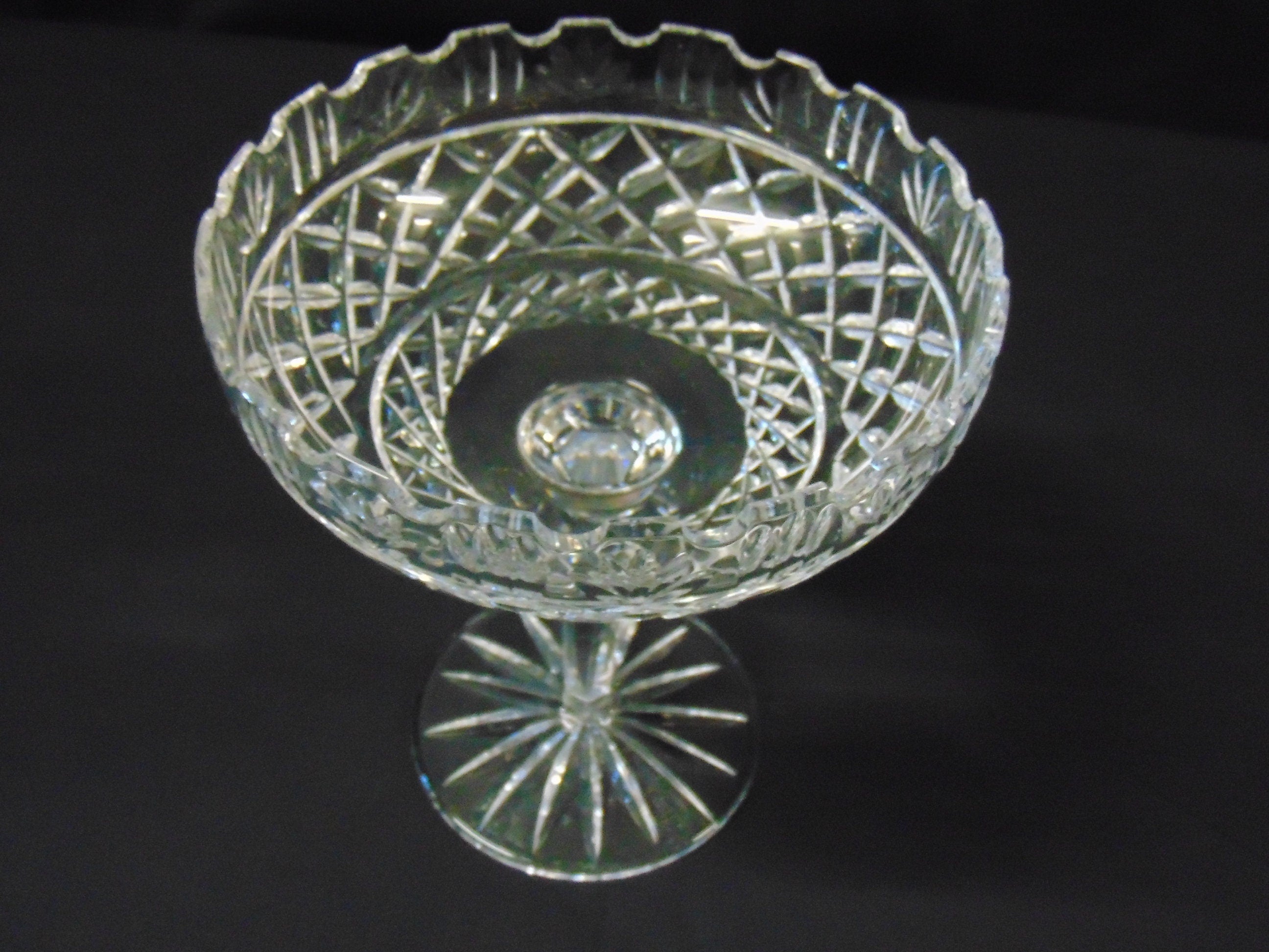 Victorian Hand Cut Crystal Pedestal Comport