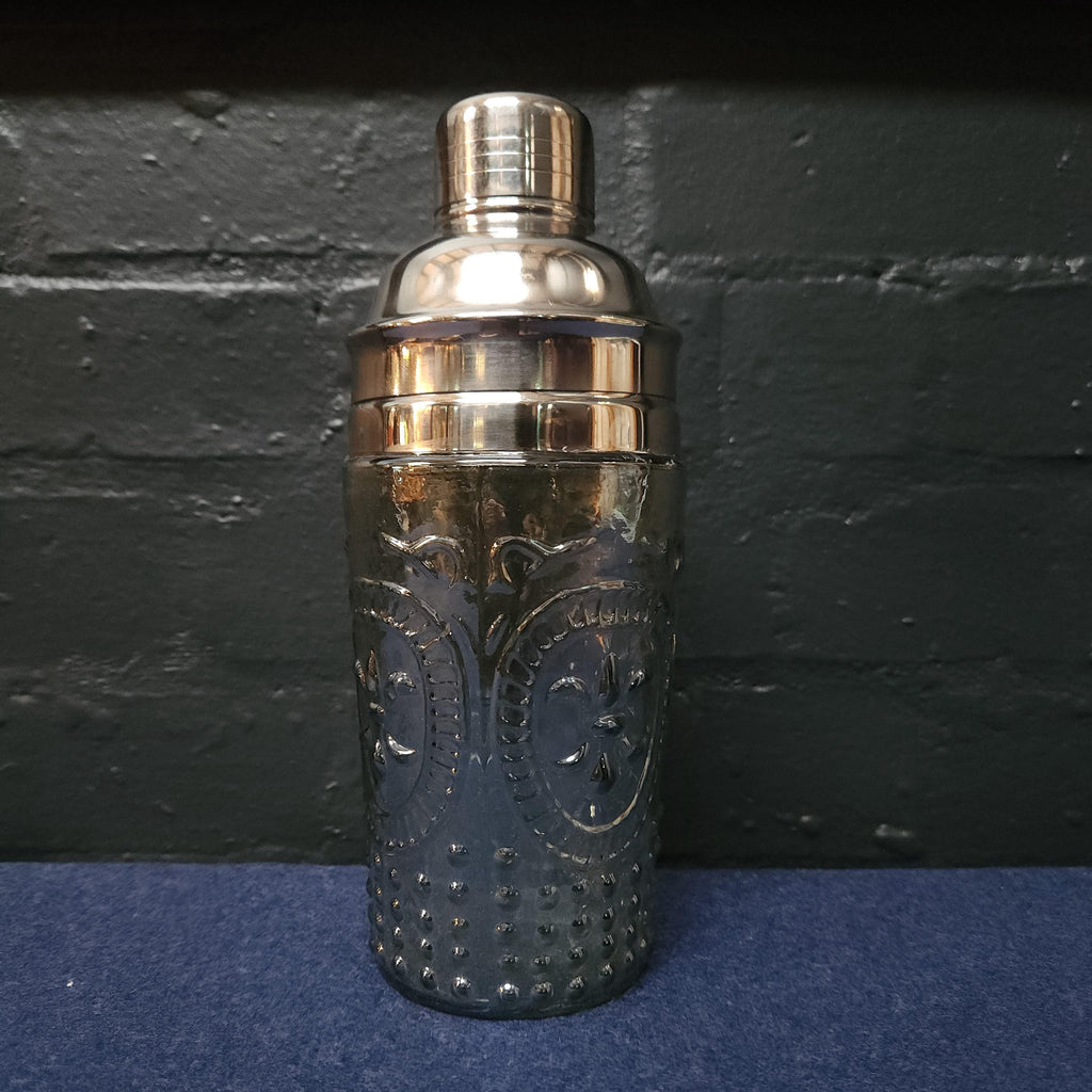 Vintage Silvered Glass & White Metal Cocktail Mixer