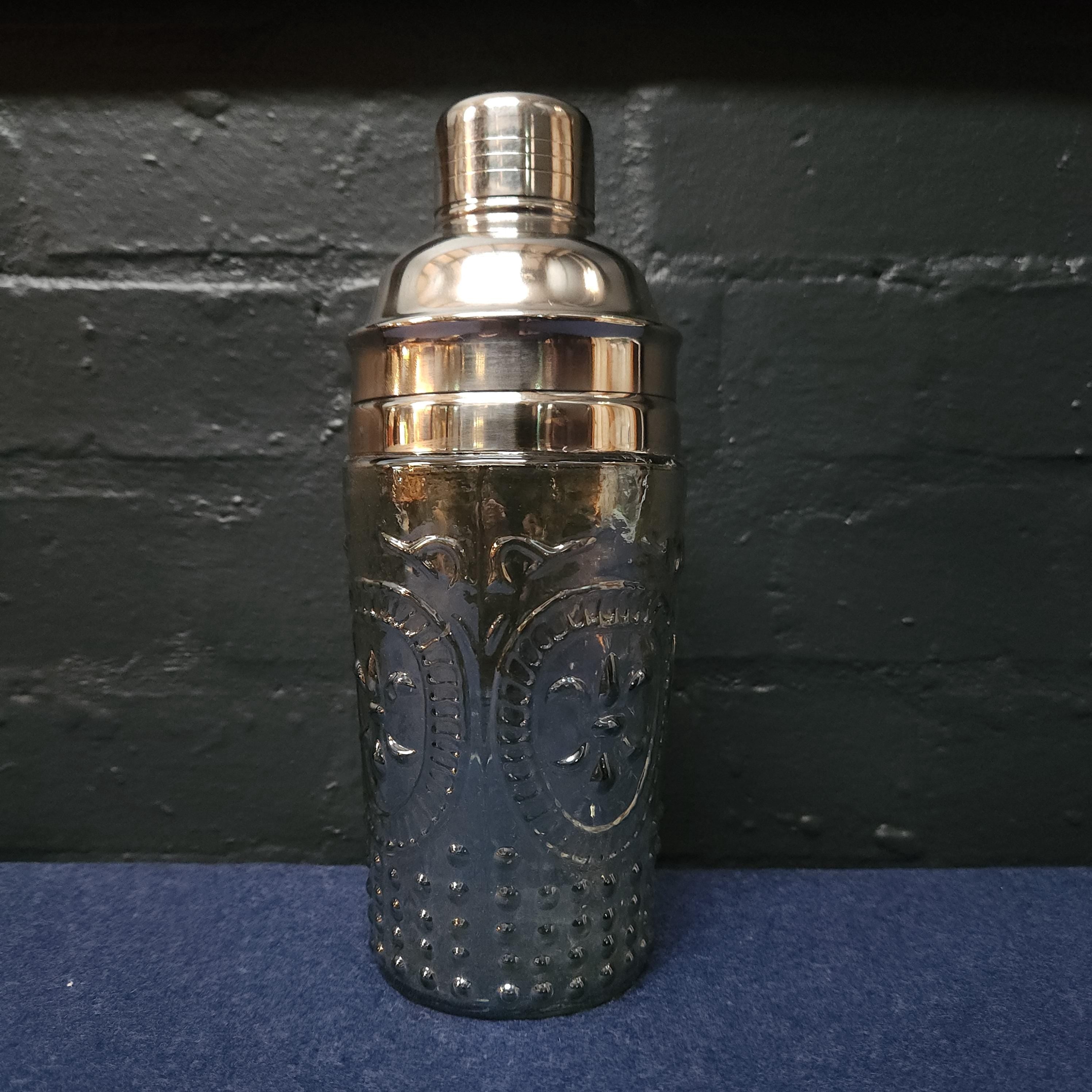 Vintage Silvered Glass & White Metal Cocktail Mixer