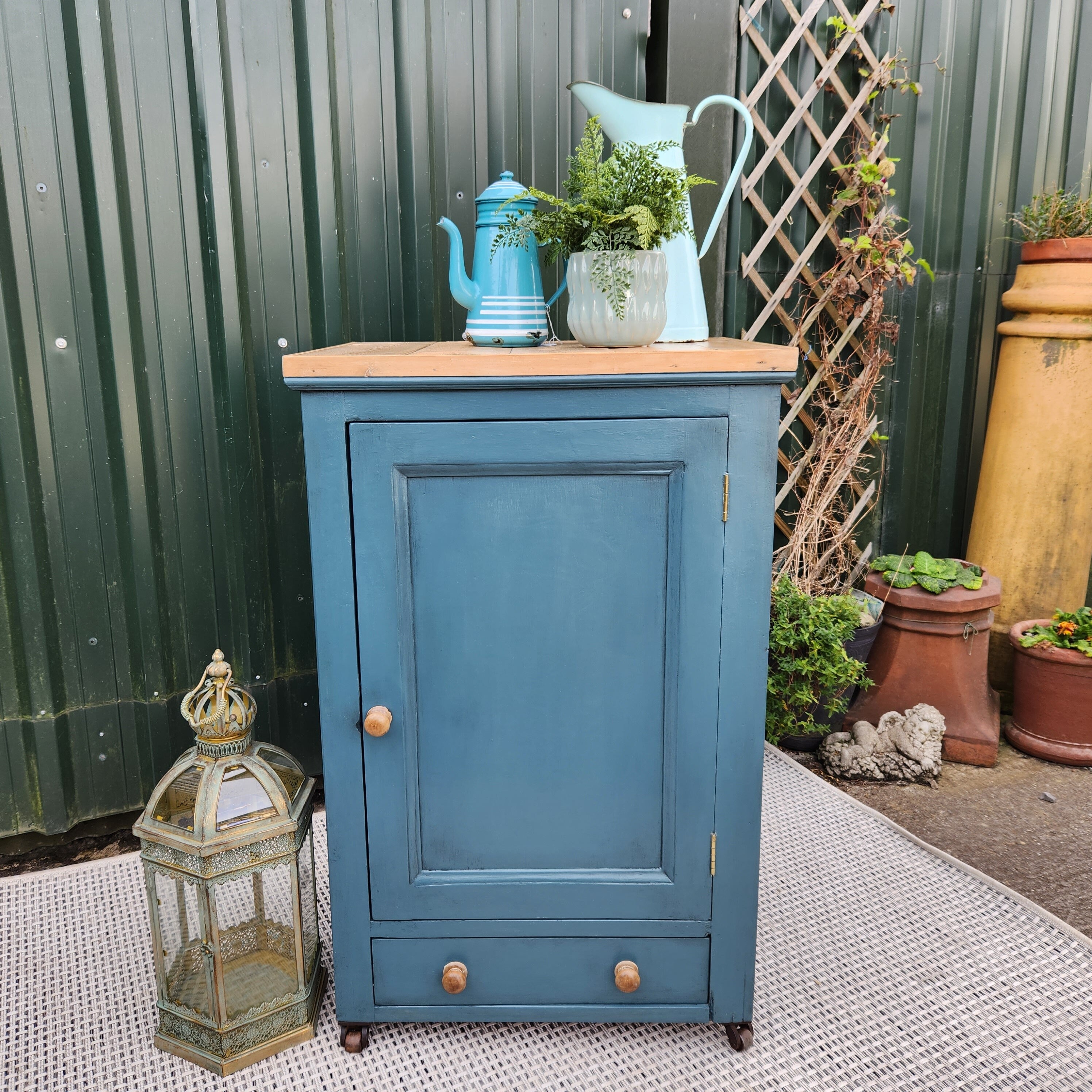 Victorian Larder Cupboard, Upcycled with Farrow & Ball Inchyra Blue