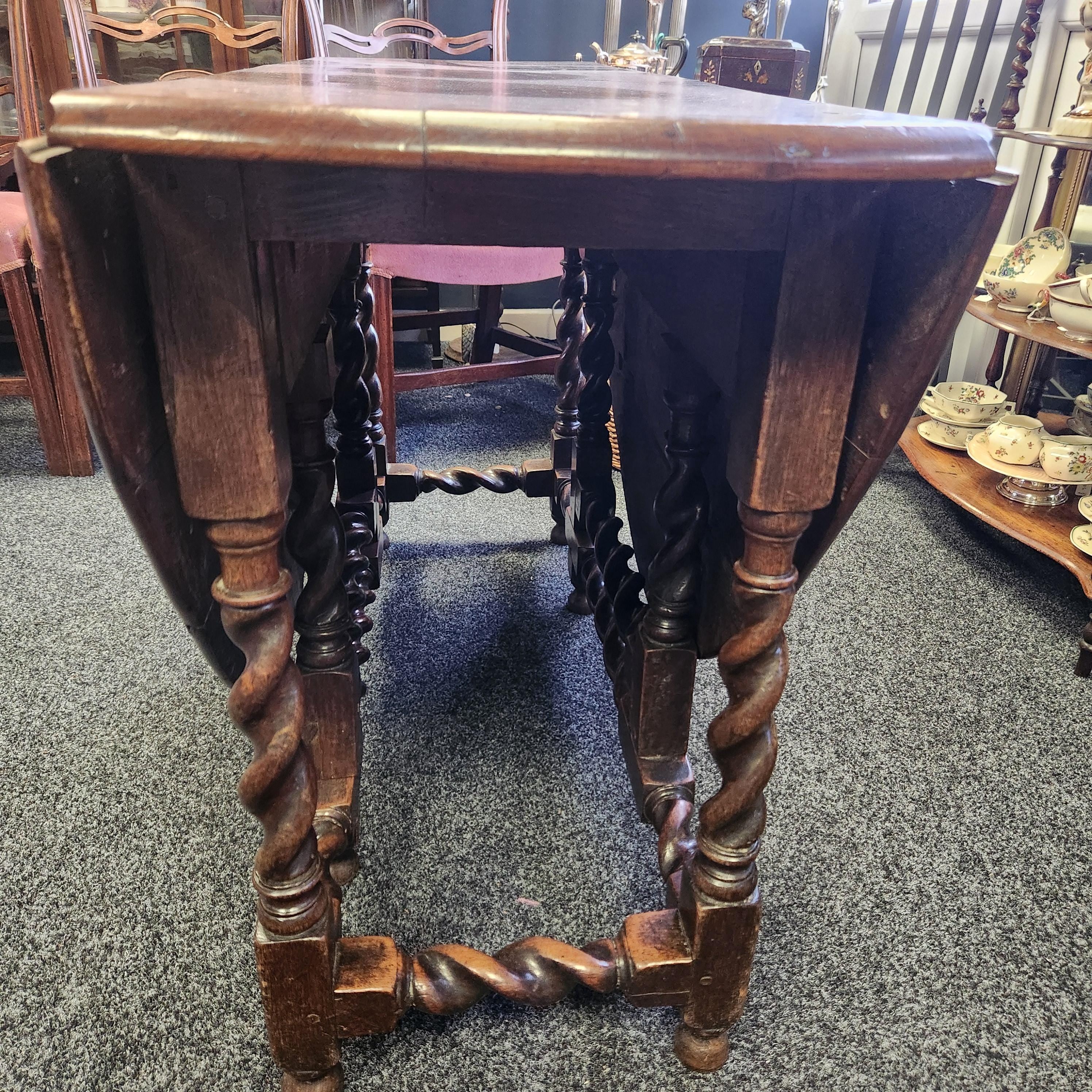 18th Century Elm Barley Twist Gate Leg Table