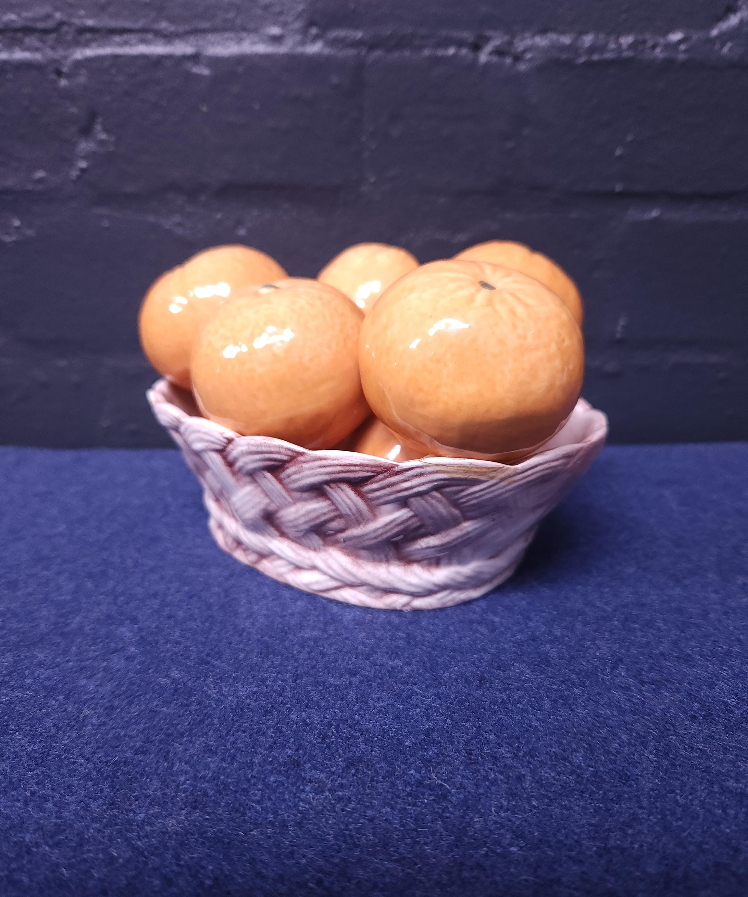 Italian Ceramic Oranges in a Basket