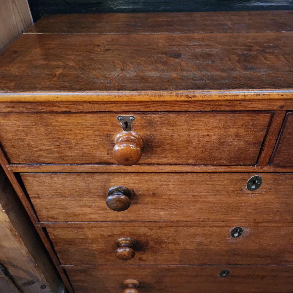 Late 19thC/early 20thC 2 over 3 Oak Chest of Drawers
