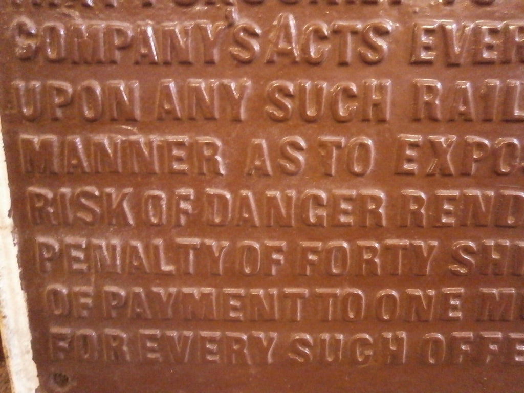 Cast Iron GWR Railway Notice Sign, Trespasser Warning, Original Antique