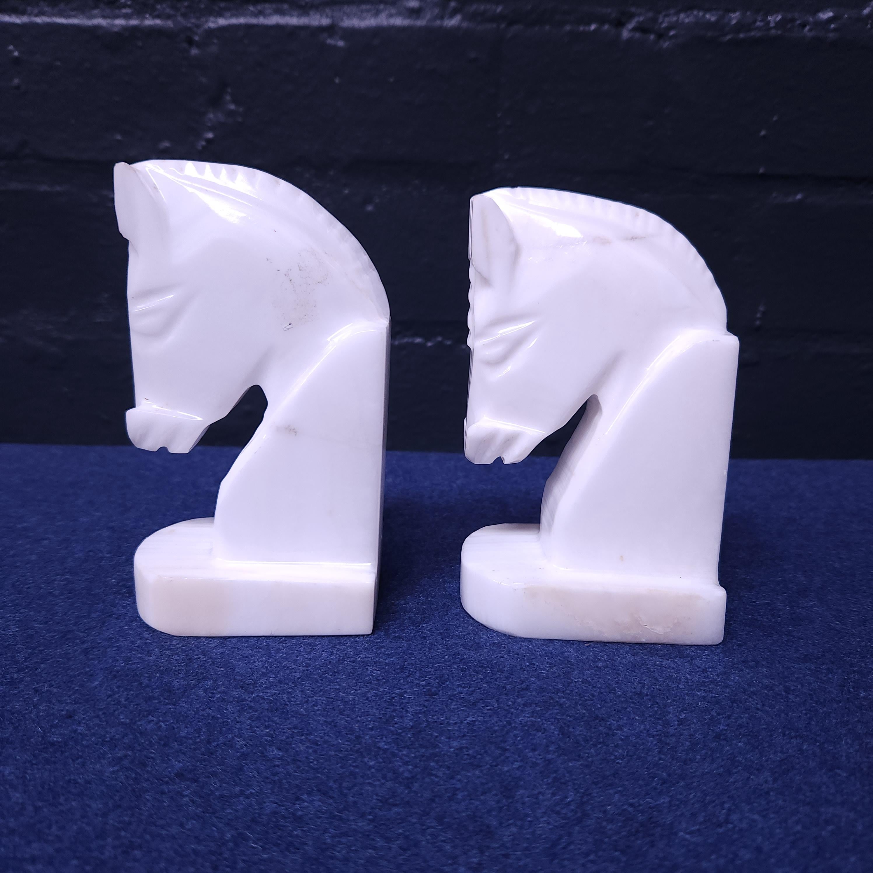 Pair mexican Onyx Horse Head Book-Ends