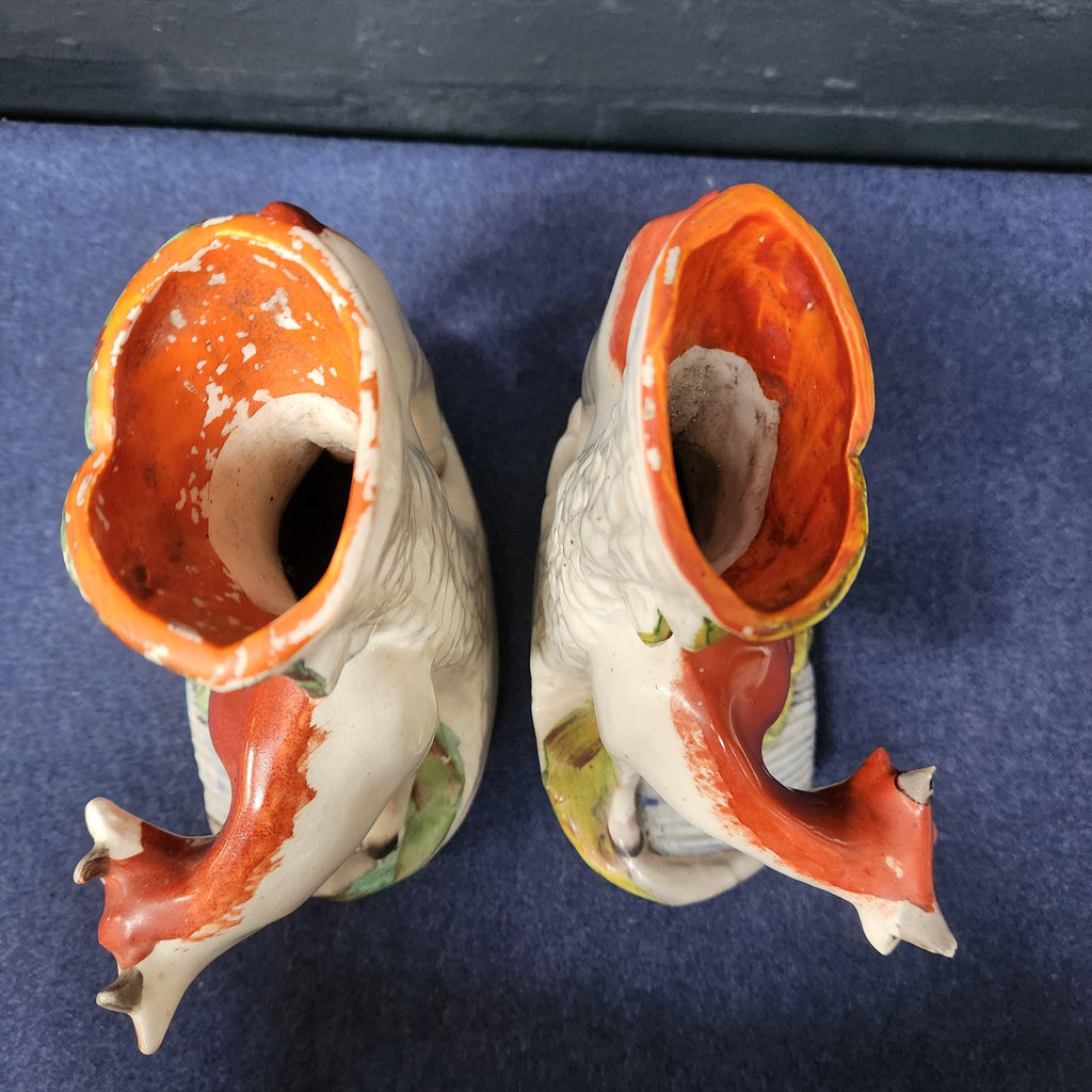 Pair Victorian Staffordshire Flat-Back Cow's with Calf