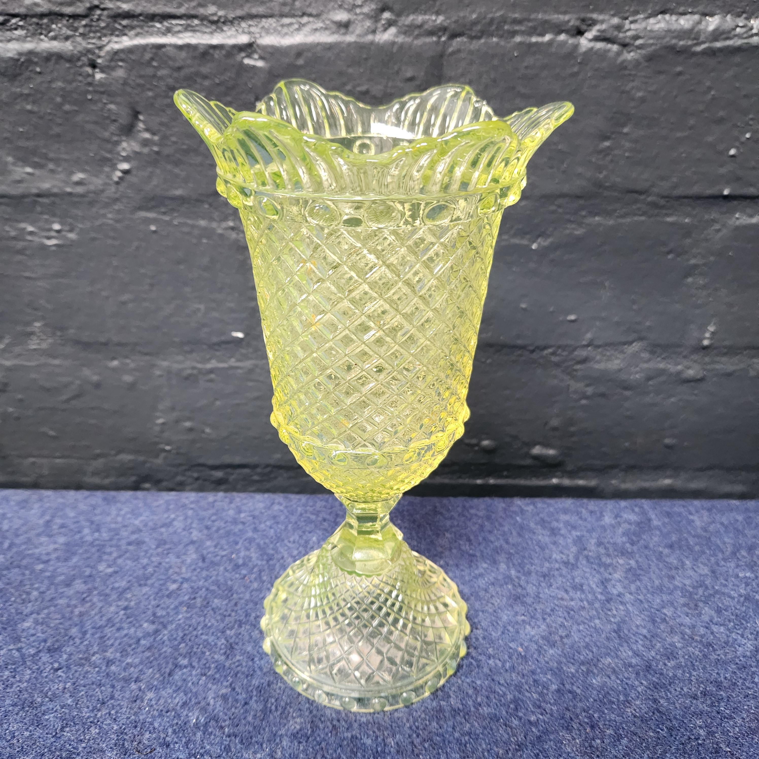 Yellow Uranium Glass Celery Vase