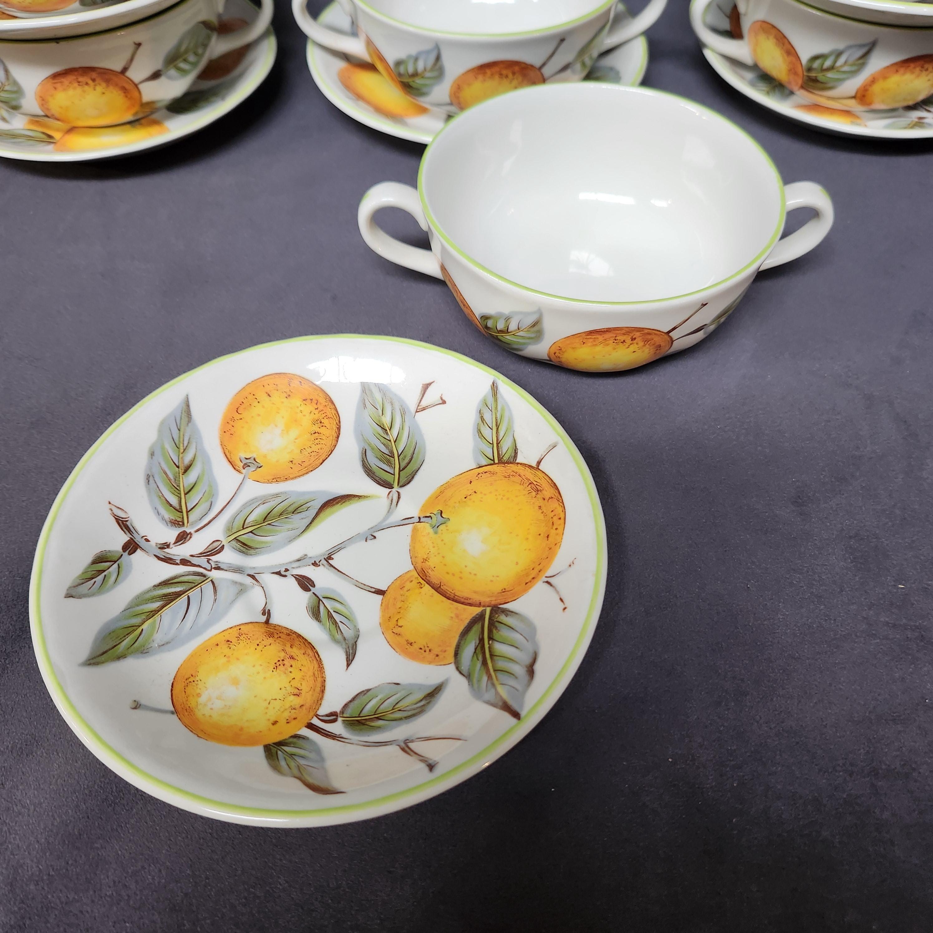 Wood and Sons, Orange Grove Soup Coupes and Saucers