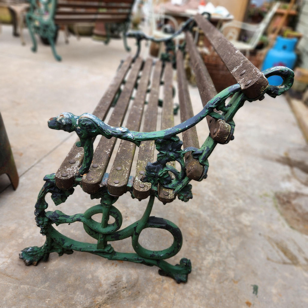19thC Antique Original Coalbrookdale Serpent and Grape Cast Iron Garden Bench