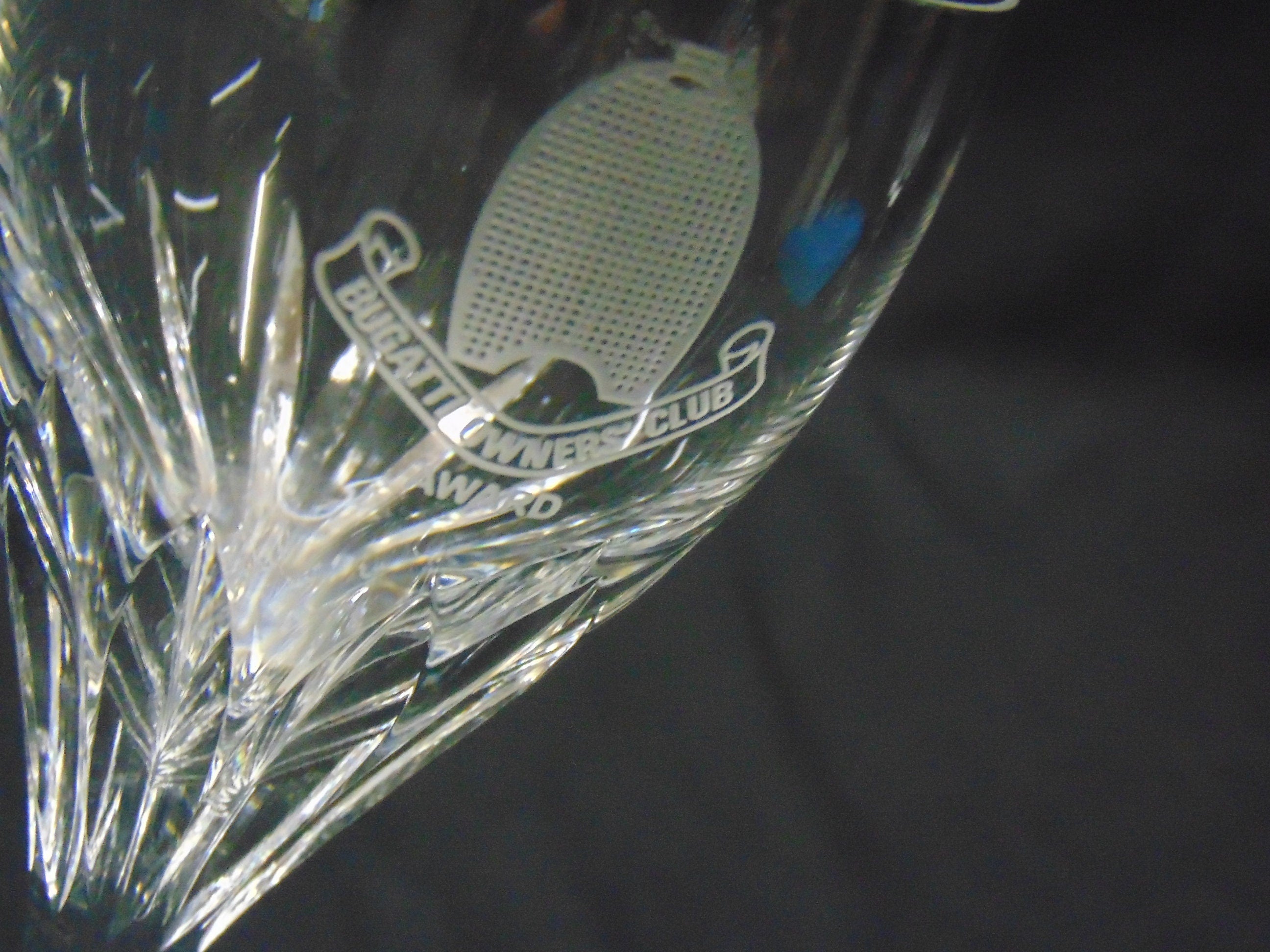 Heavy Cut Glass Wine Glass for the Bugatti Owners Club Award
