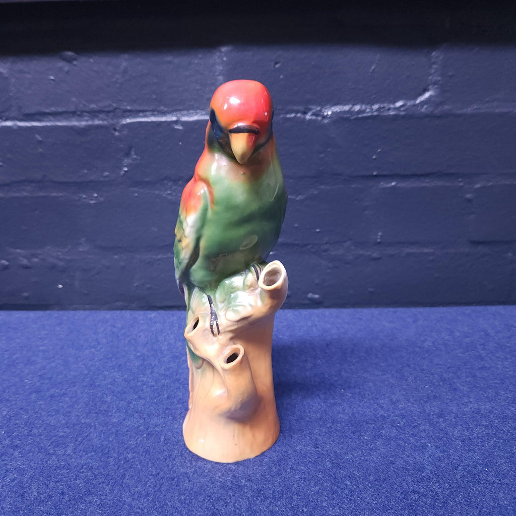 Early 20thC Painted Parian Ware Parrot Spill Vase