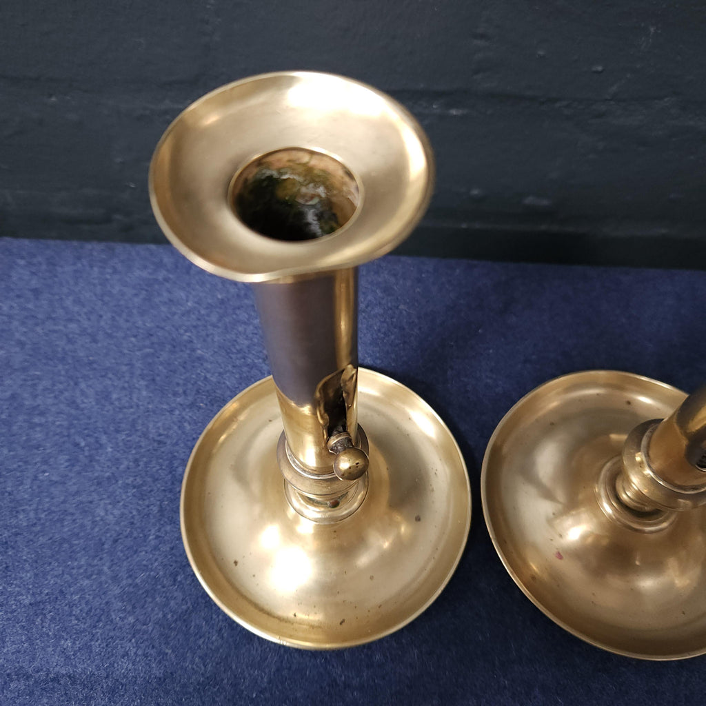 Pair Georgian Brass Candlesticks - Side Adjuster