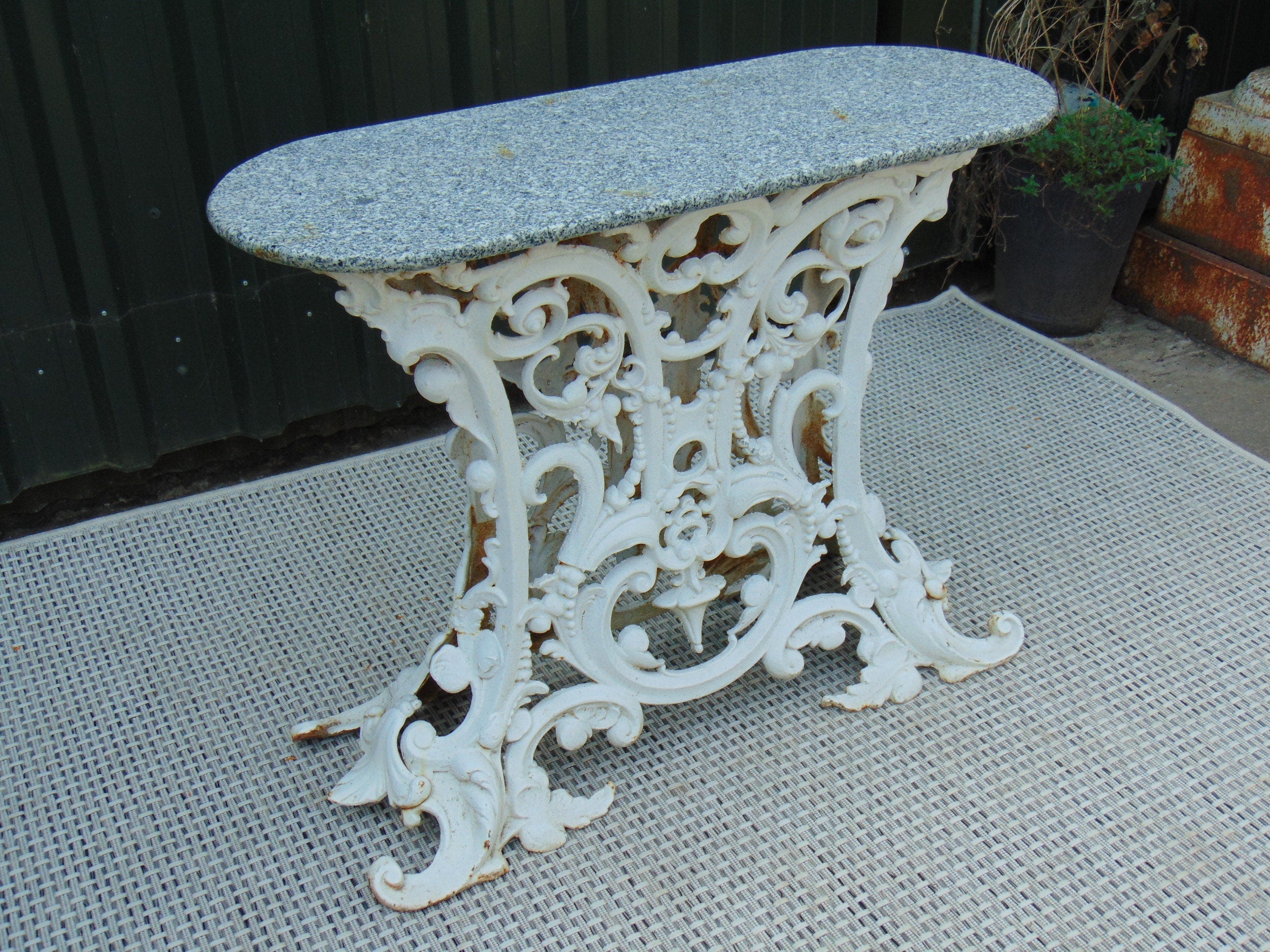Victorian Cast Iron Marble Topped Table