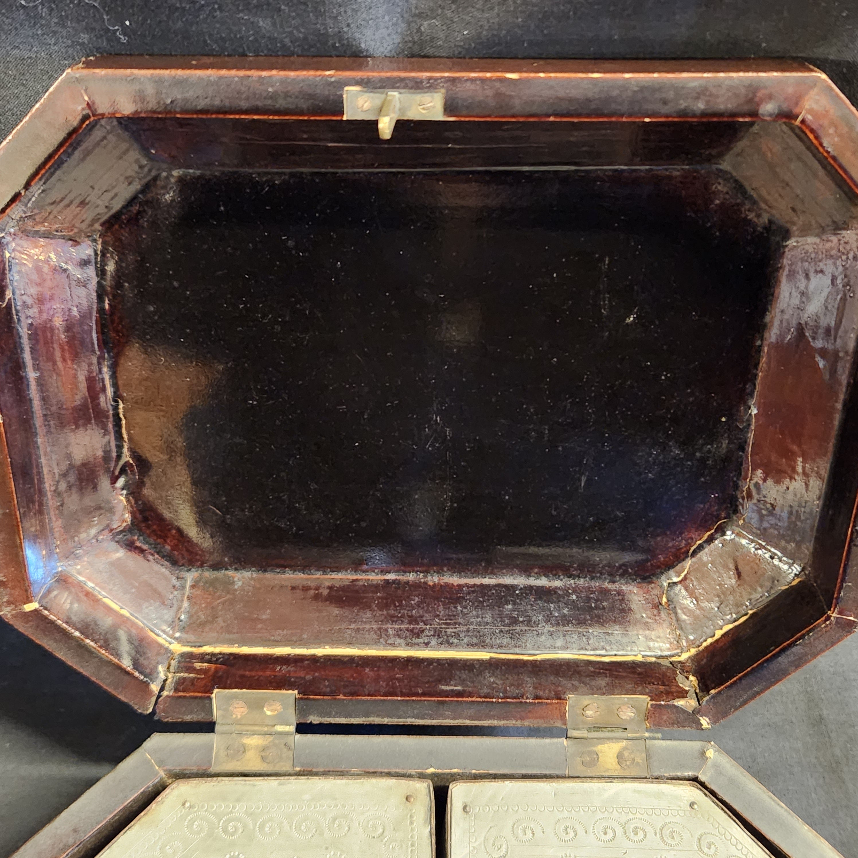 19thC Chinese Laquered Tea Caddy