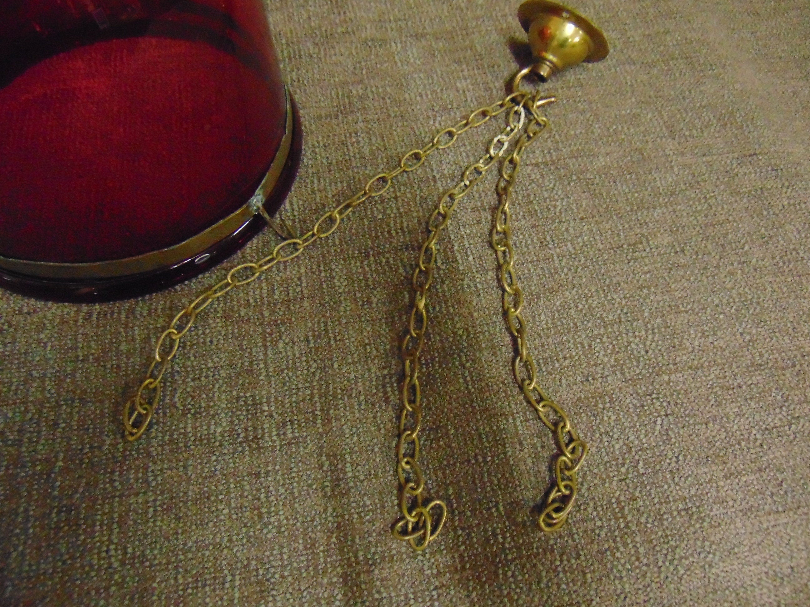 Made in Belgium, Val St. Lambert, Edwardian Cranberry Glass Ceiling Light Shade