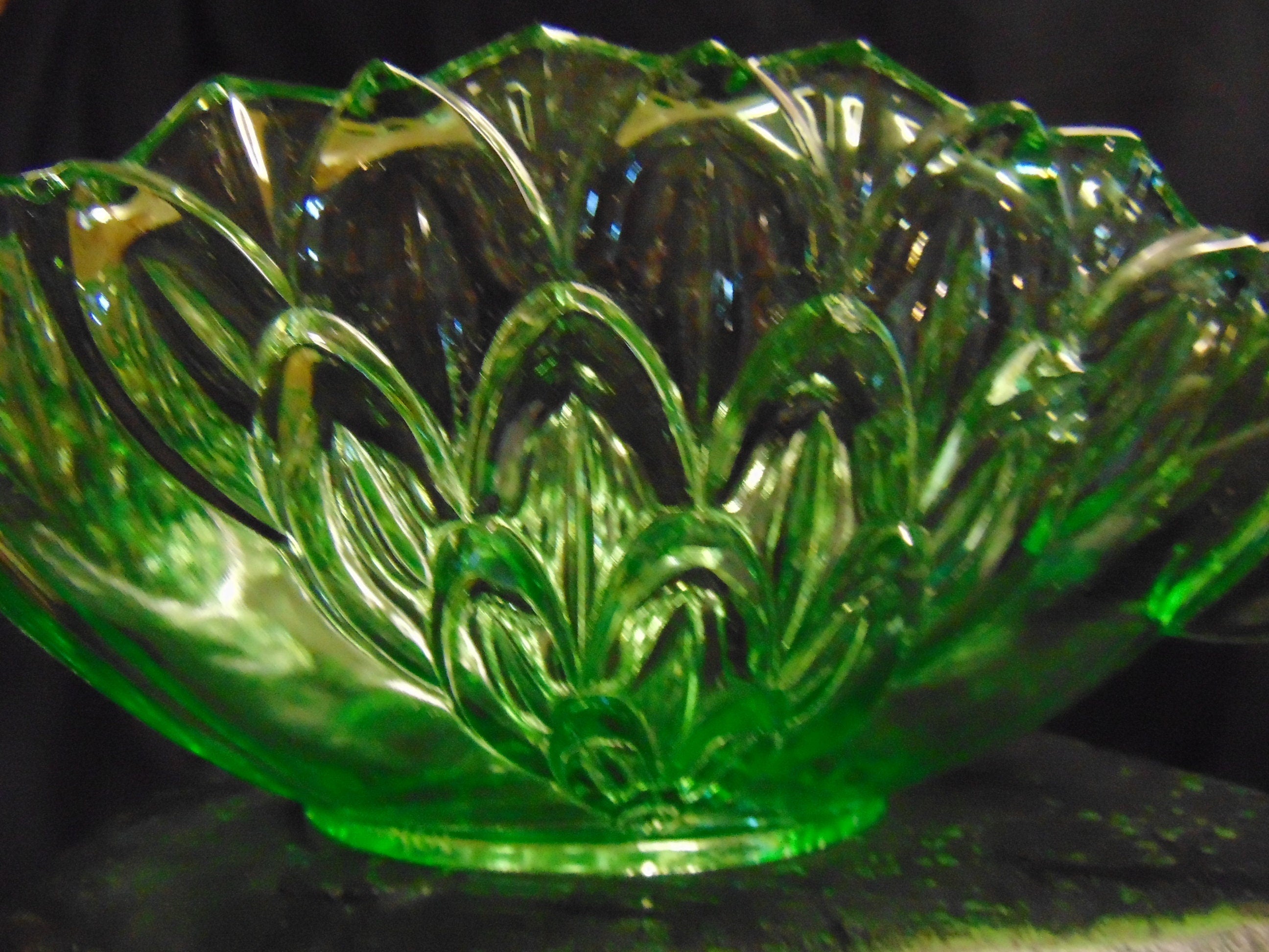 Art Deco Czechoslovakian Uranium Glass Fruit Bowl