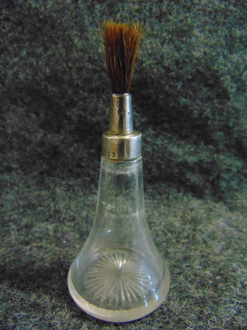 Victorian Decoupage Brush 1897, Silver Topped, Glass Based, Hallmarked London