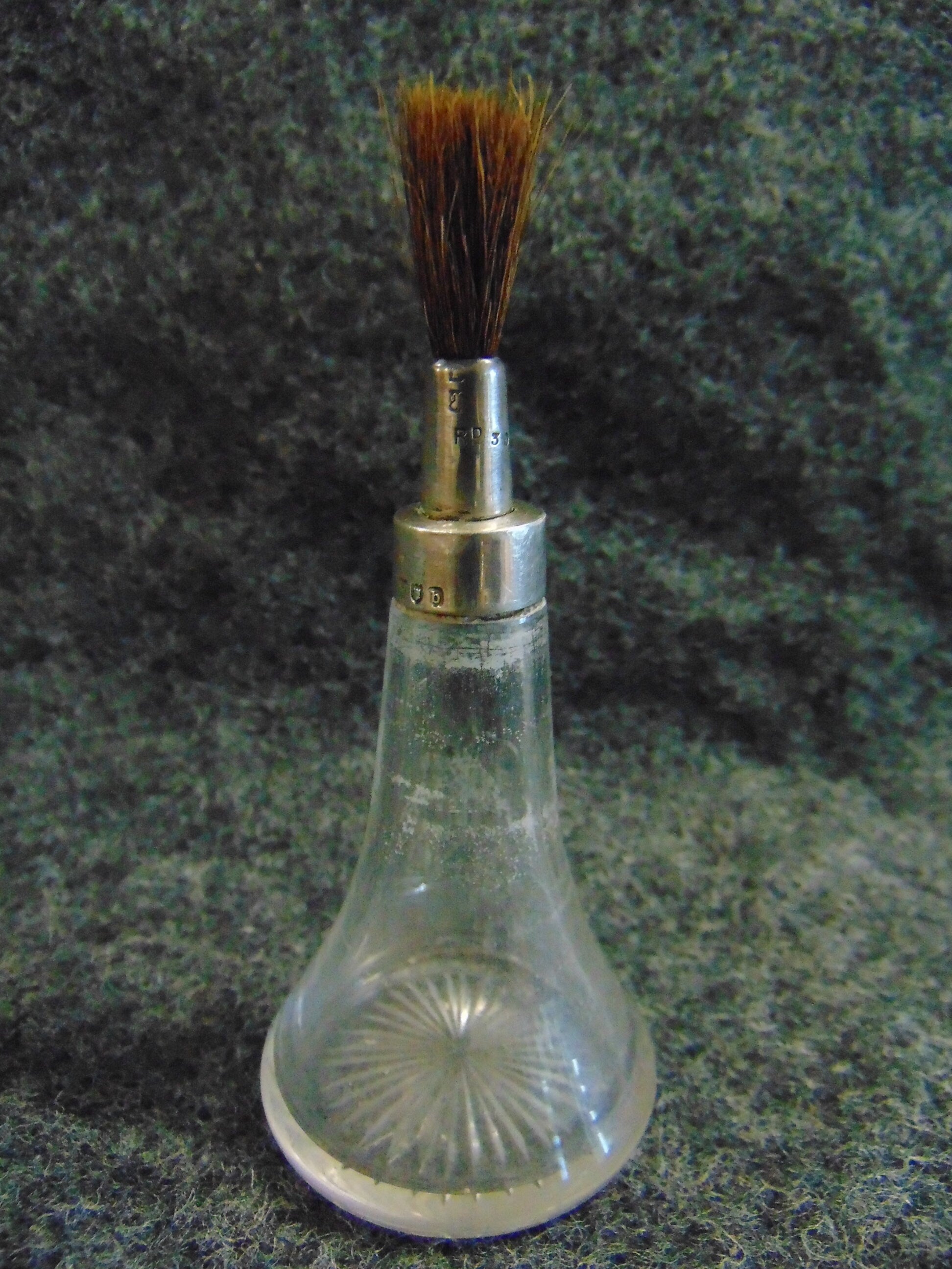 Victorian Decoupage Brush 1897, Silver Topped, Glass Based, Hallmarked London
