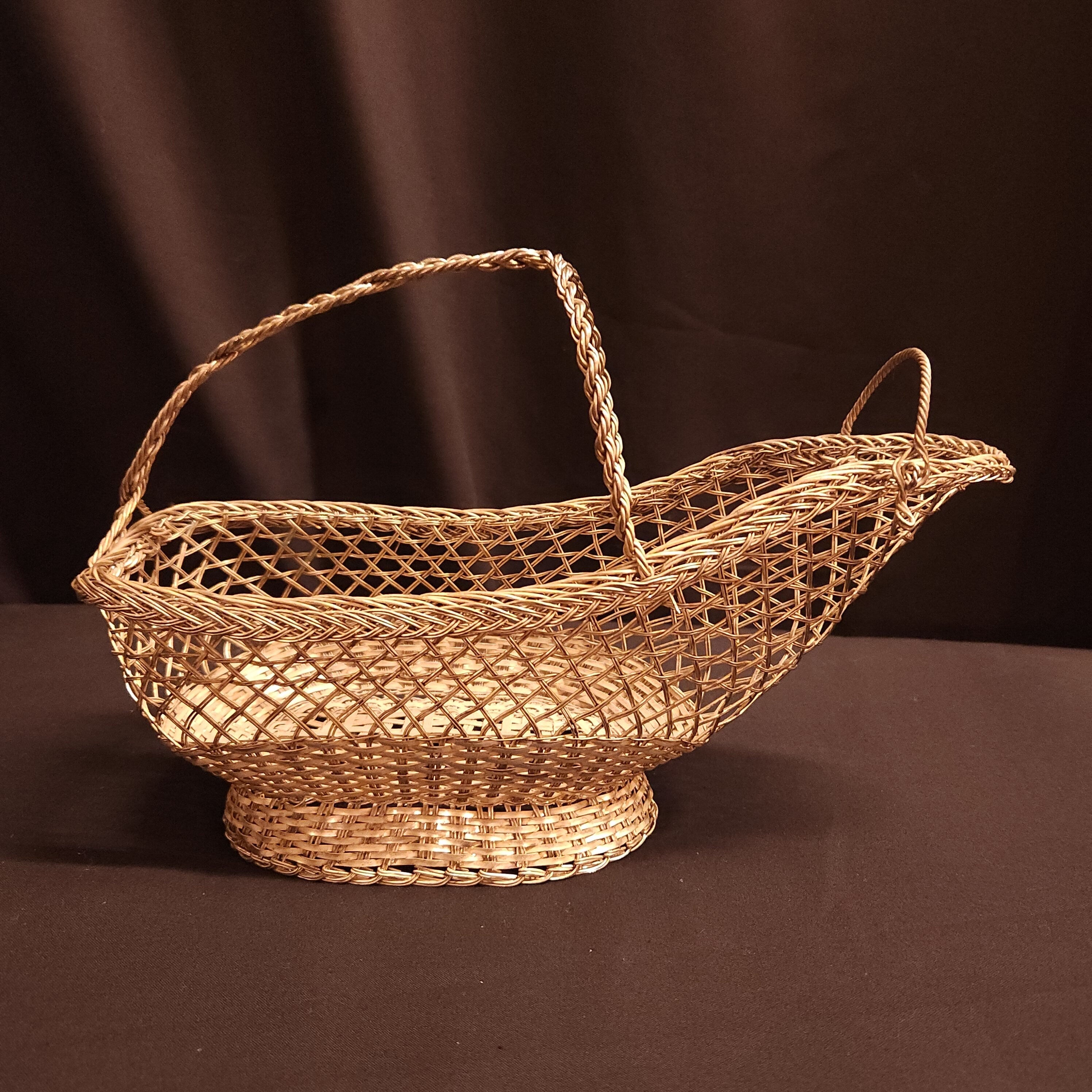 Vintage French Silverplated Wire Wine Bottle Holder