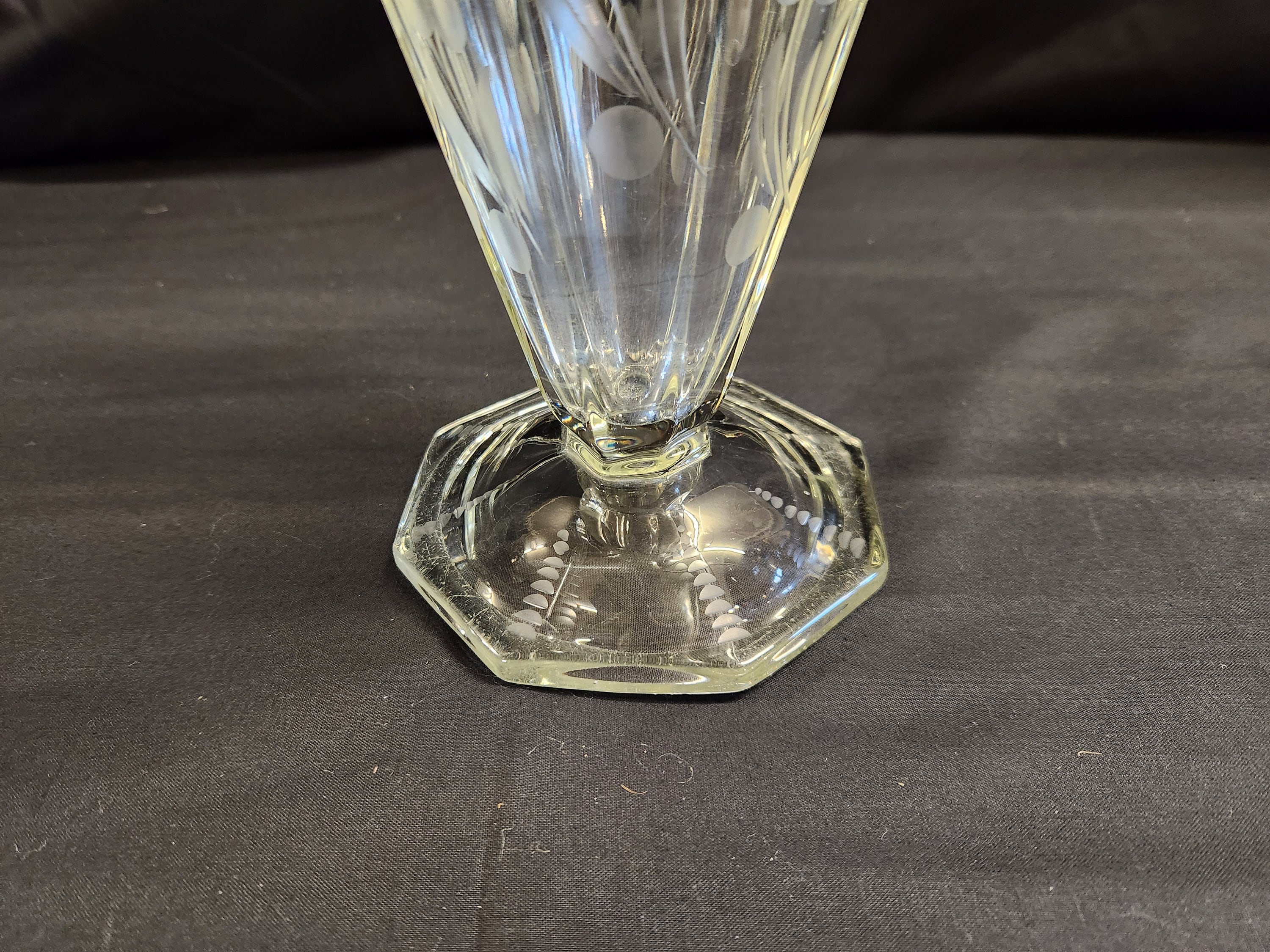 Etched Lead Glass Vase