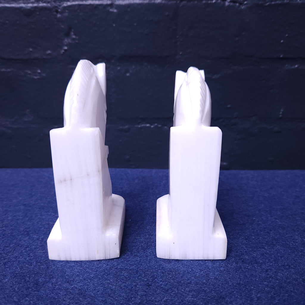 Pair mexican Onyx Horse Head Book-Ends