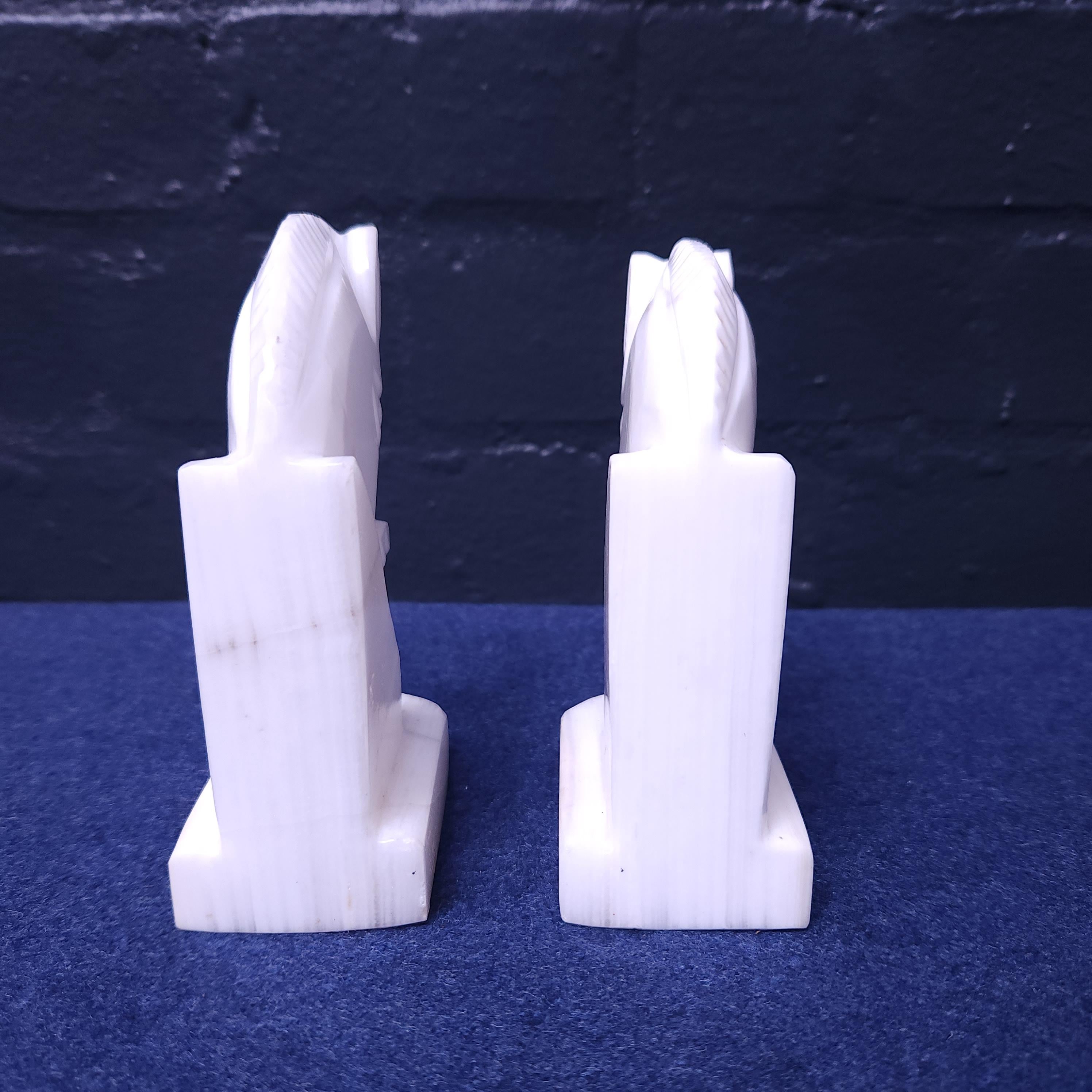 Pair mexican Onyx Horse Head Book-Ends