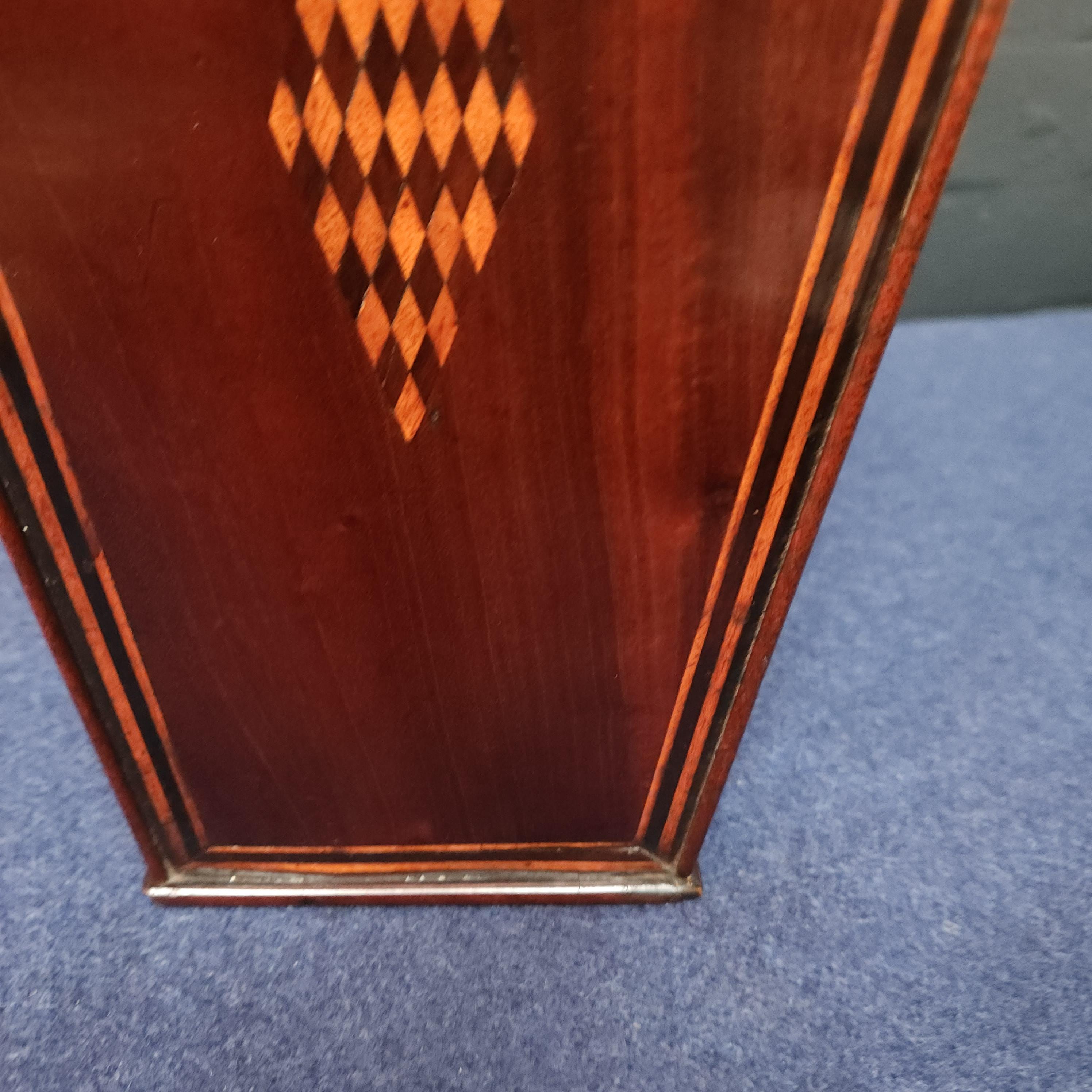Inlaid Mahogany Georgian Candle Box. Circa Late 18thC