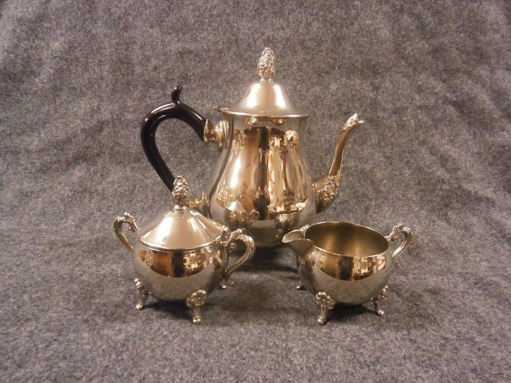 Vintage Silver Plate Coffee Pot, Covered Sugar Bowl and Creamer Jug