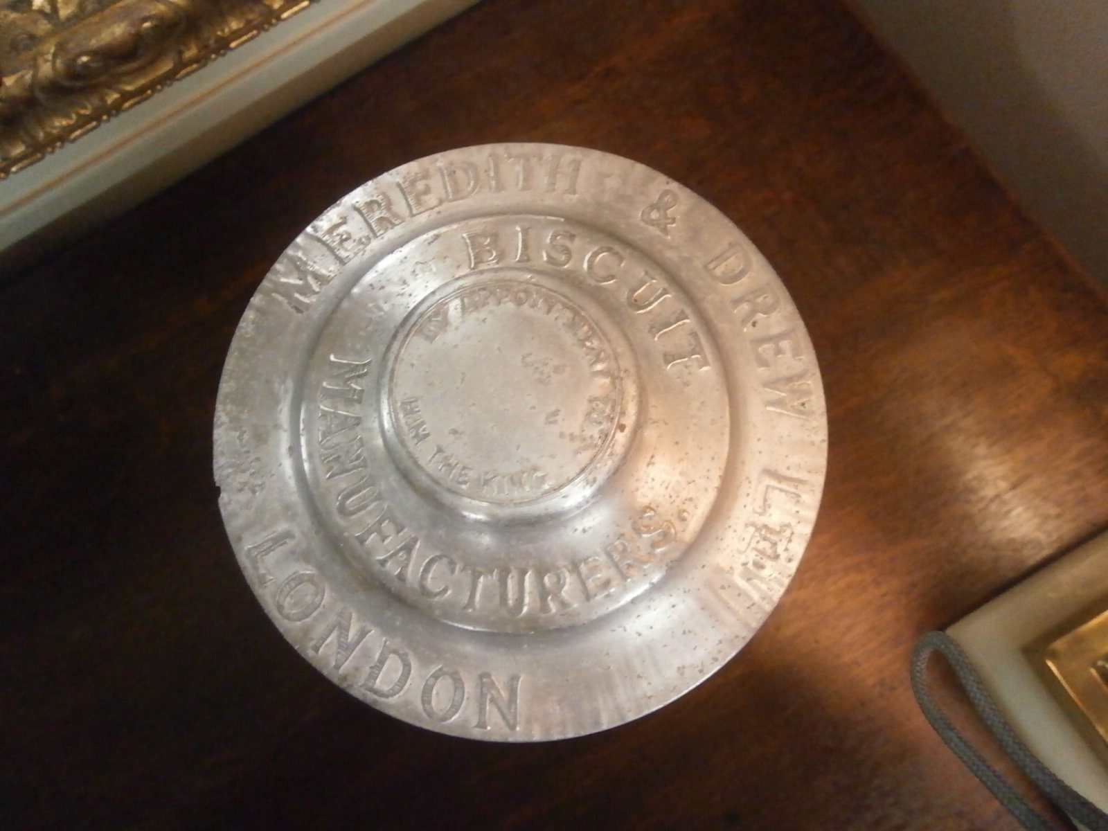 Rare Edwardian Meredith Drew Counter Top Biscuit Jar -- Antique