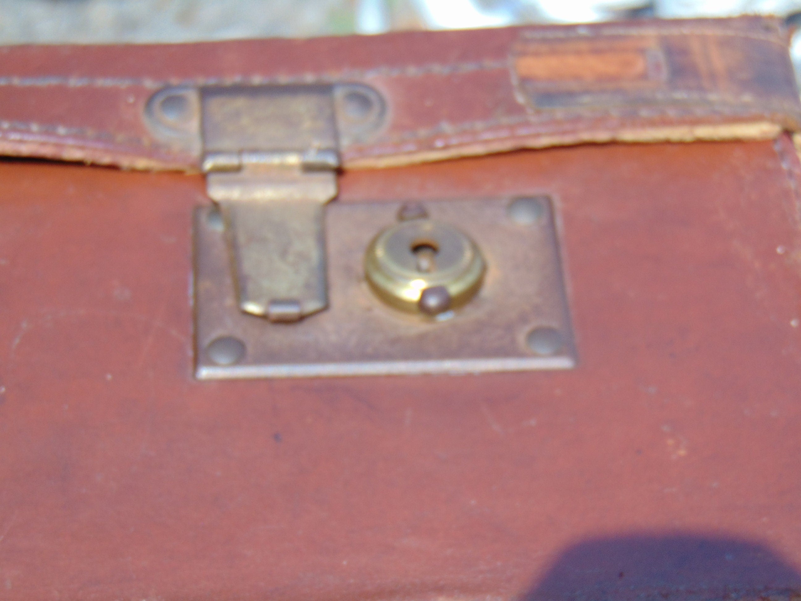 Vintage Tan Leather Suitcase