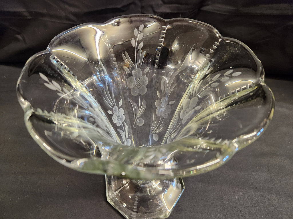 Etched Lead Glass Vase